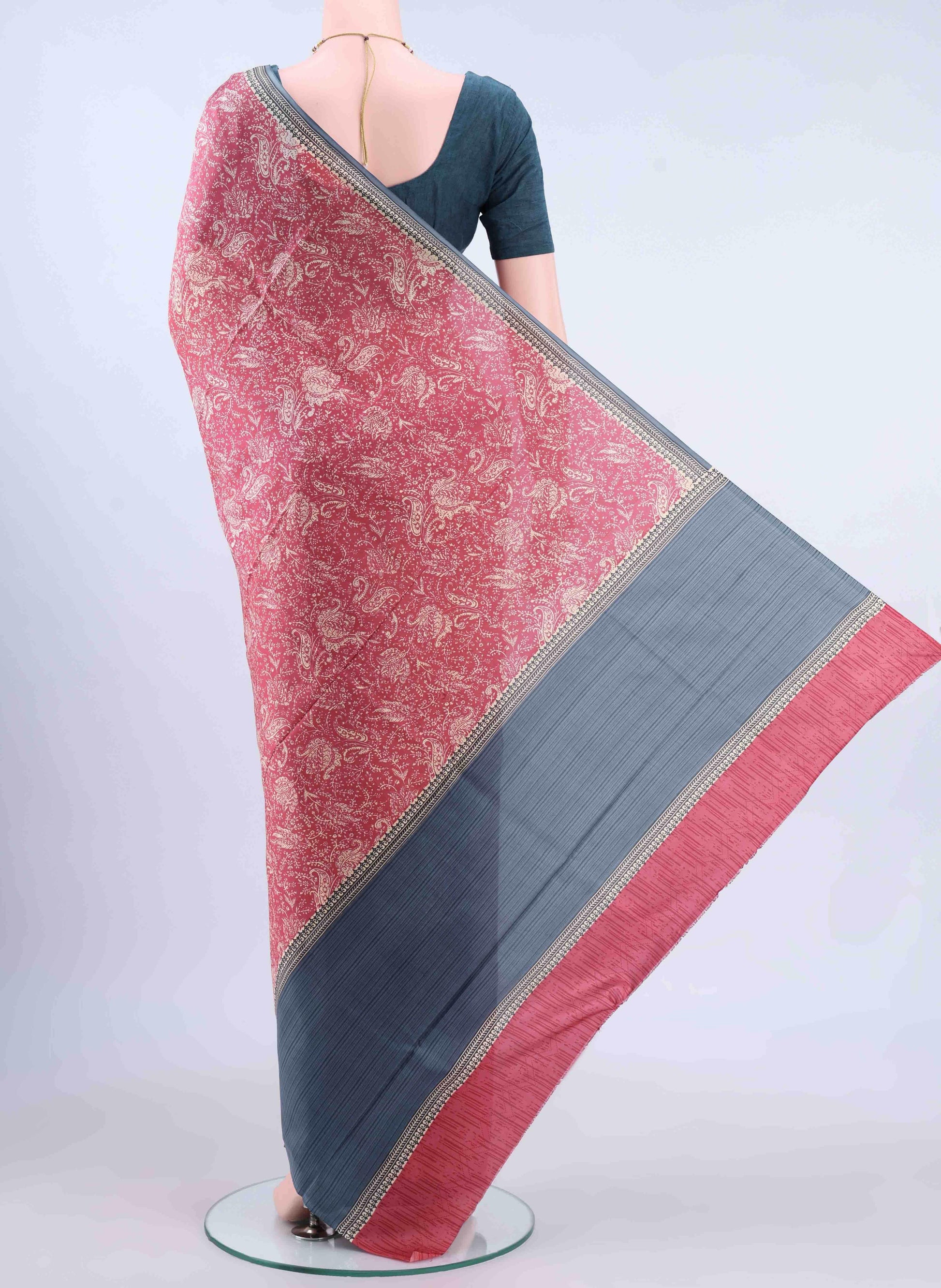 Coral Printed Silk Saree
