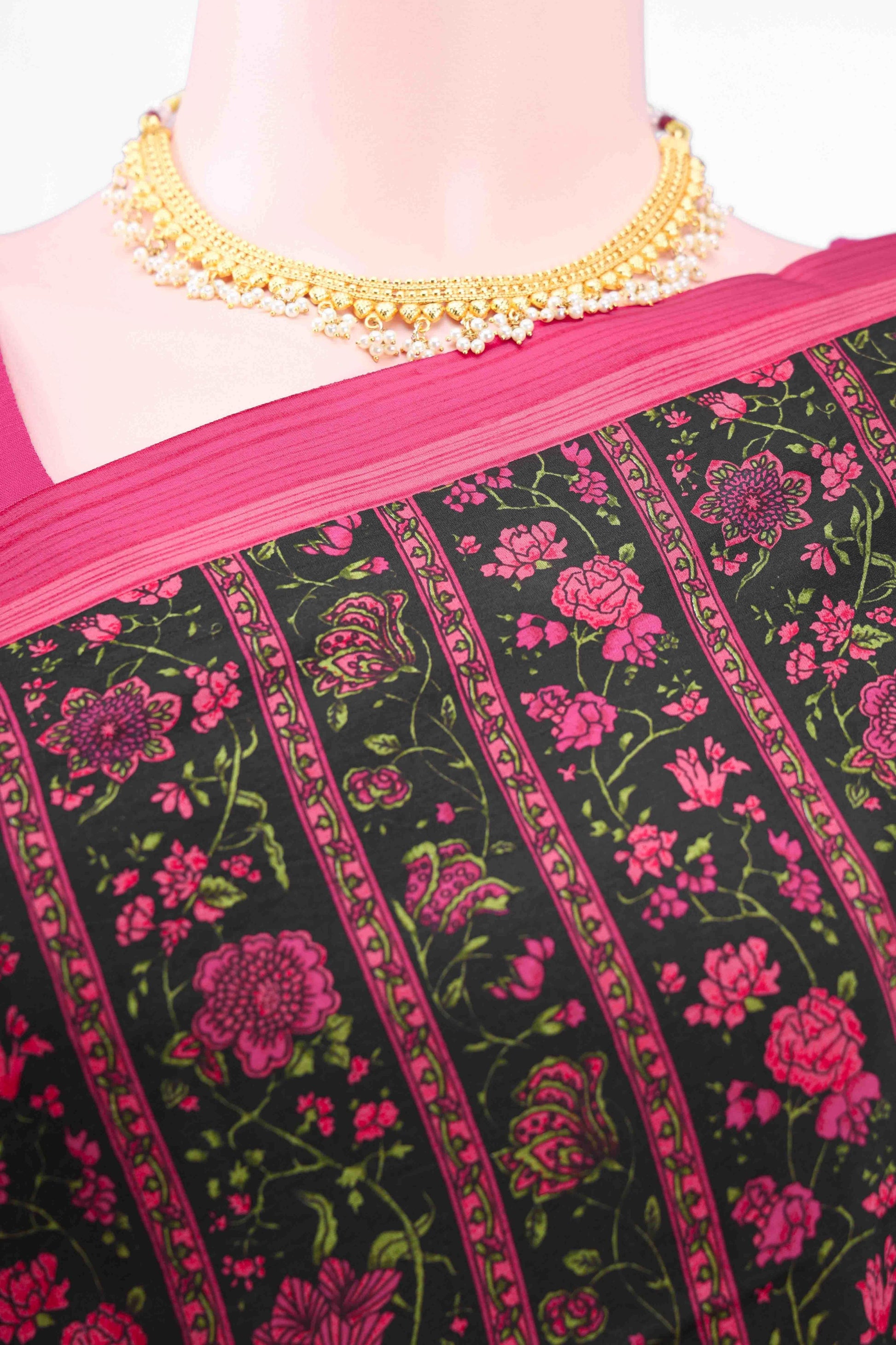 Black Printed Silk Saree