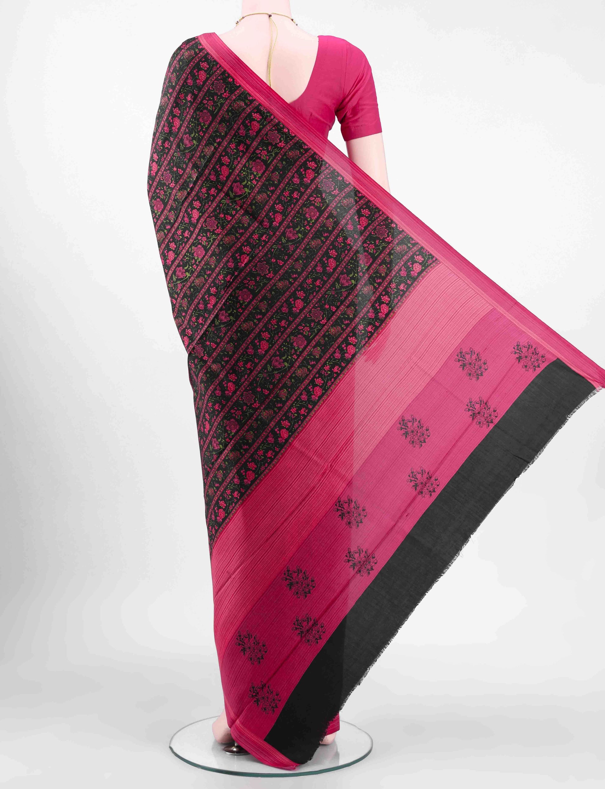 Black Printed Silk Saree
