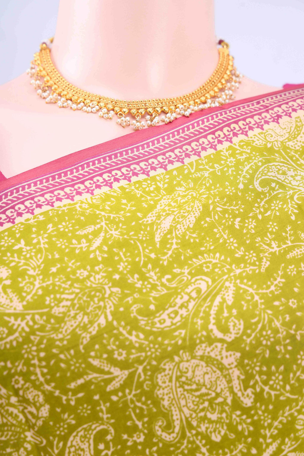 Green Printed Silk Saree