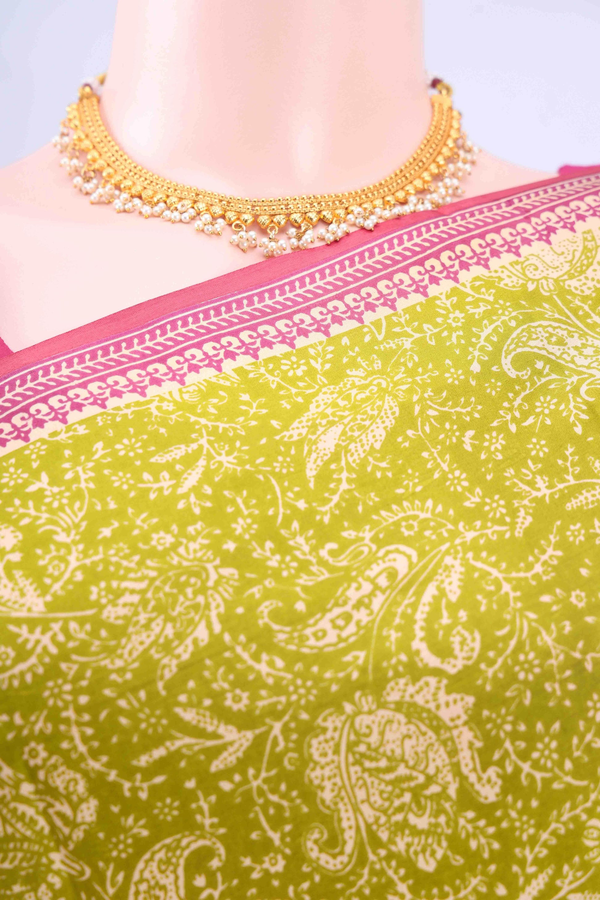 Green Printed Silk Saree