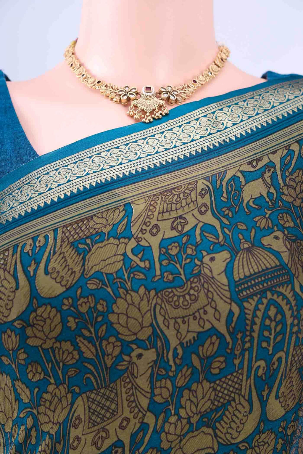 Navy Blue Crepe Saree