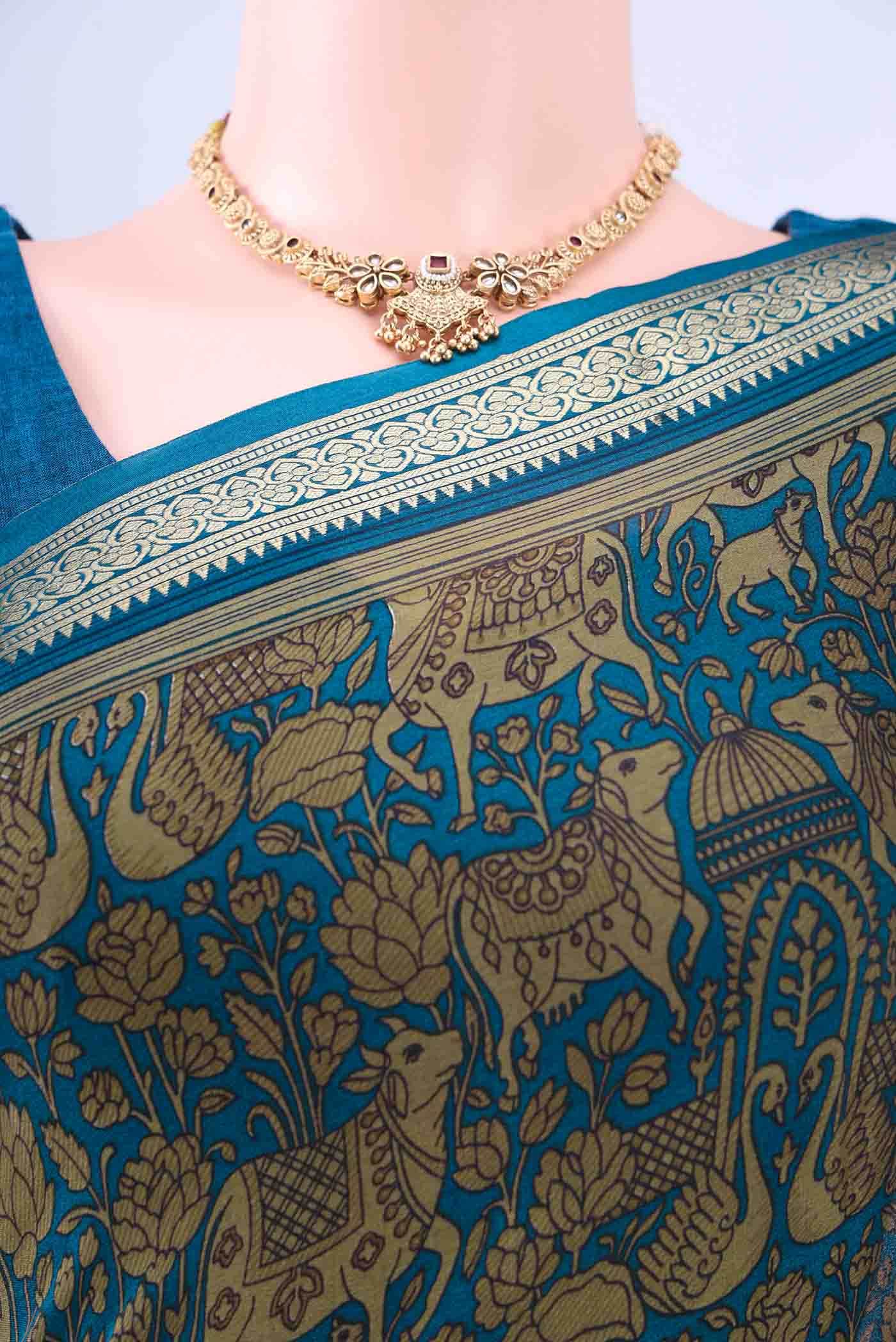Navy Blue Crepe Saree