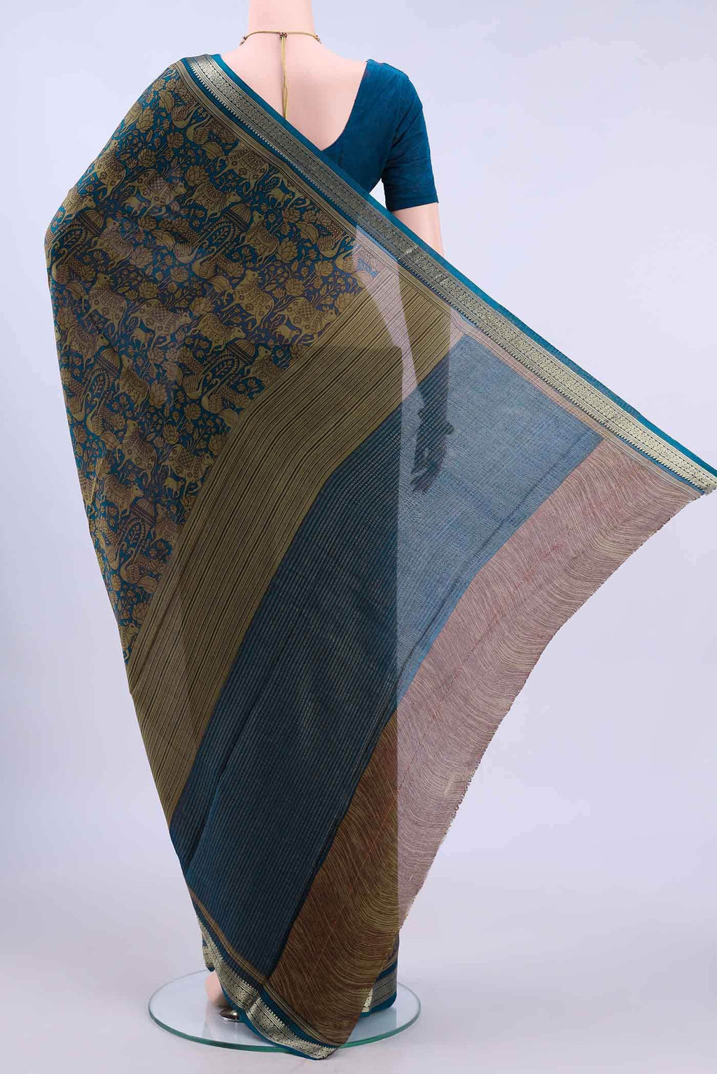 Navy Blue Crepe Saree