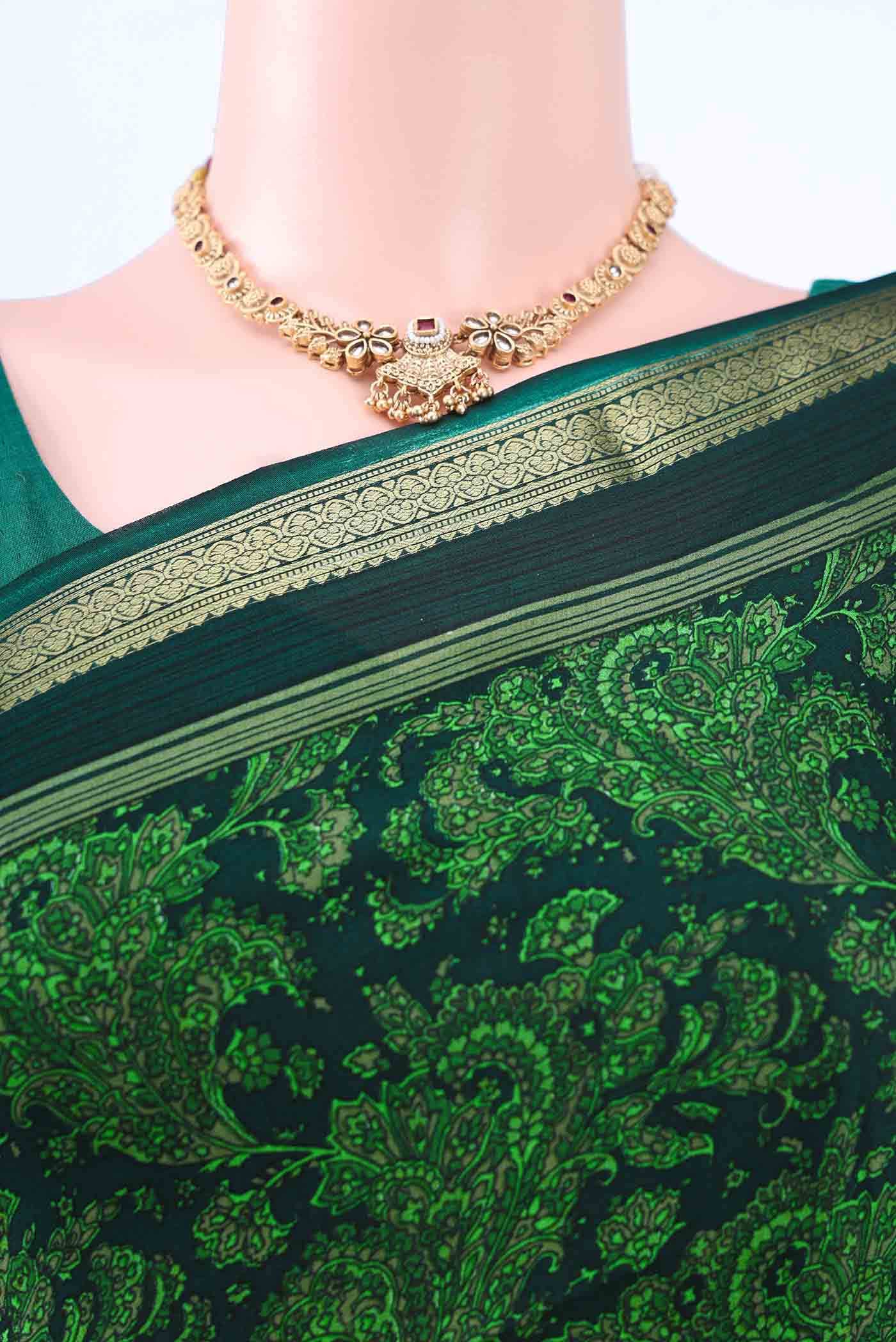Bottle Green Mysore Crepe Saree