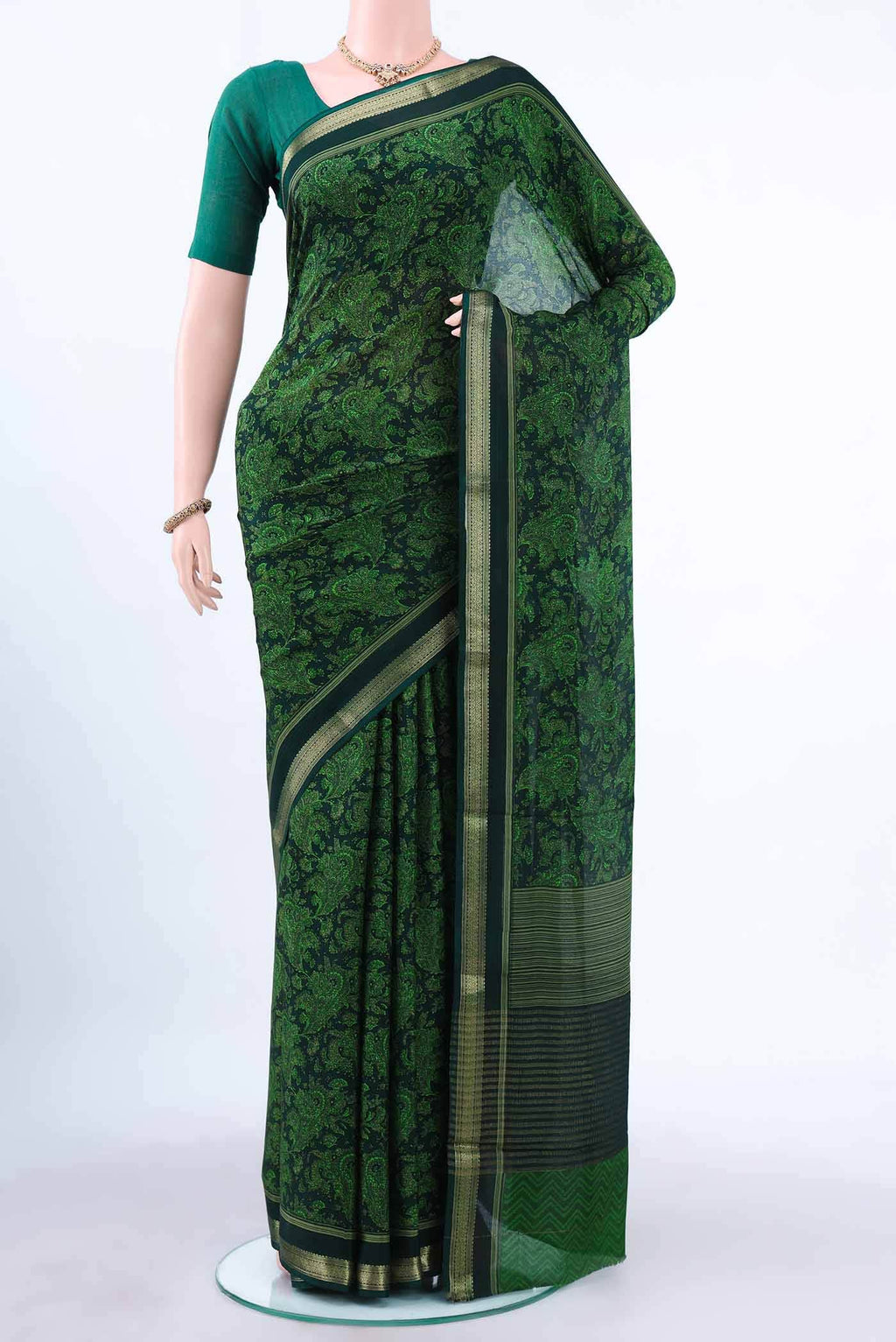 Bottle Green Mysore Crepe Saree