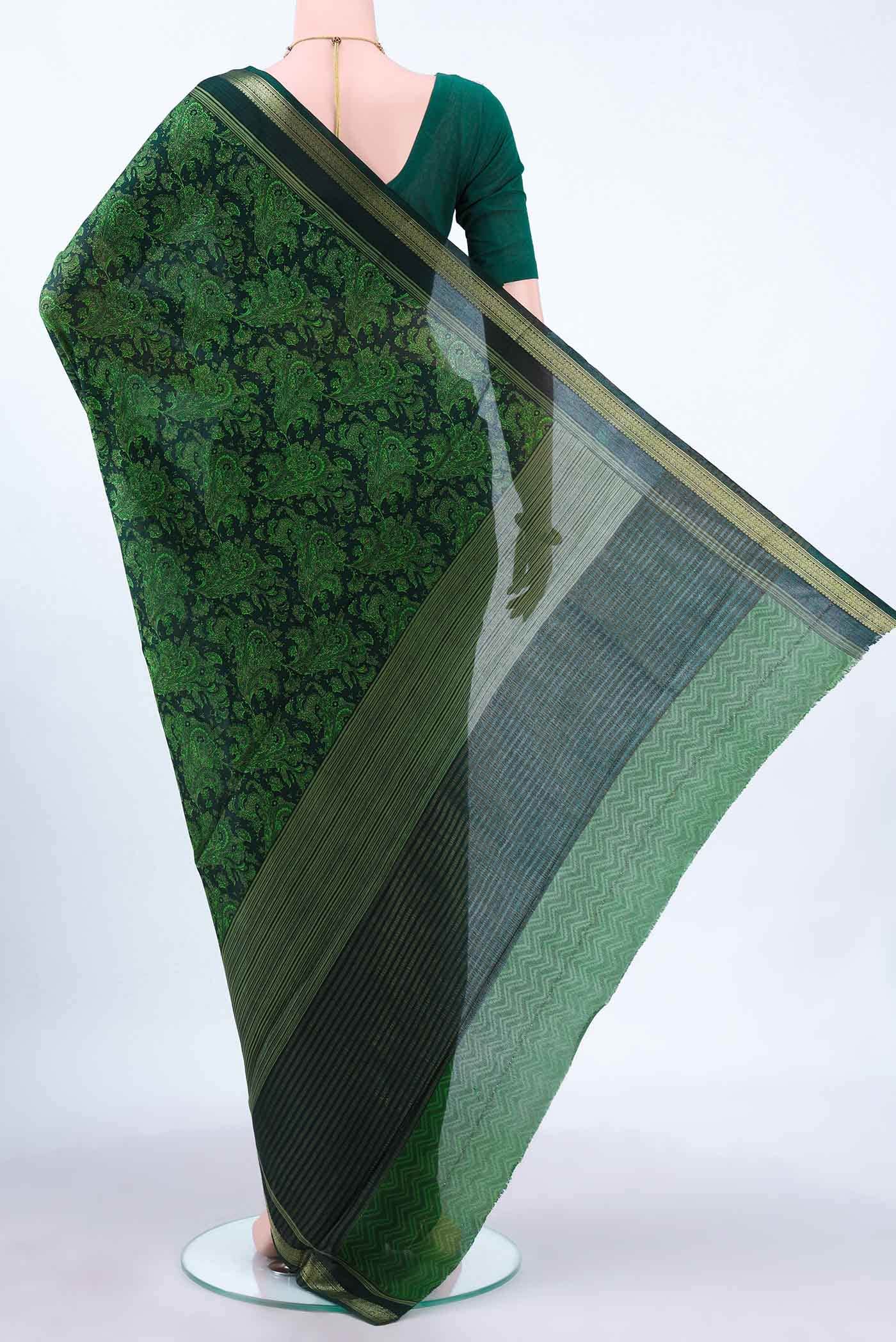 Bottle Green Mysore Crepe Saree