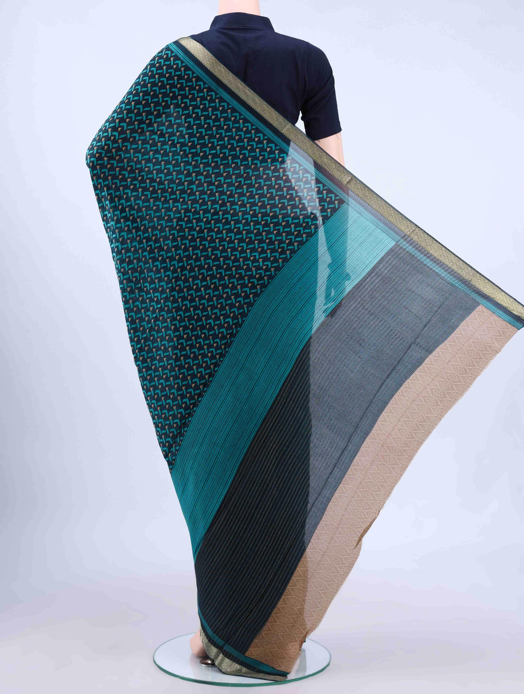 Navy Blue Crepe Saree
