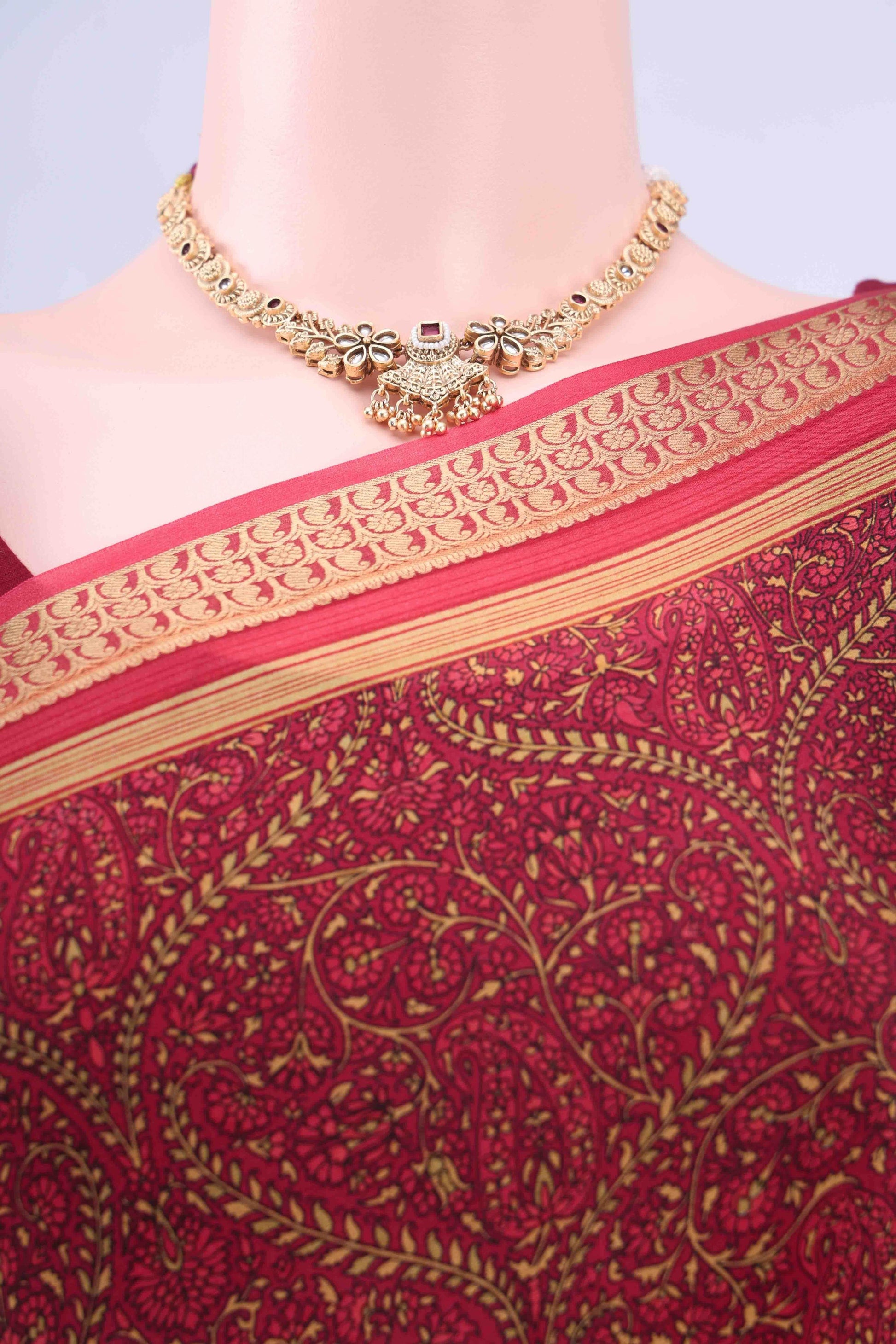 Maroon Crepe Saree