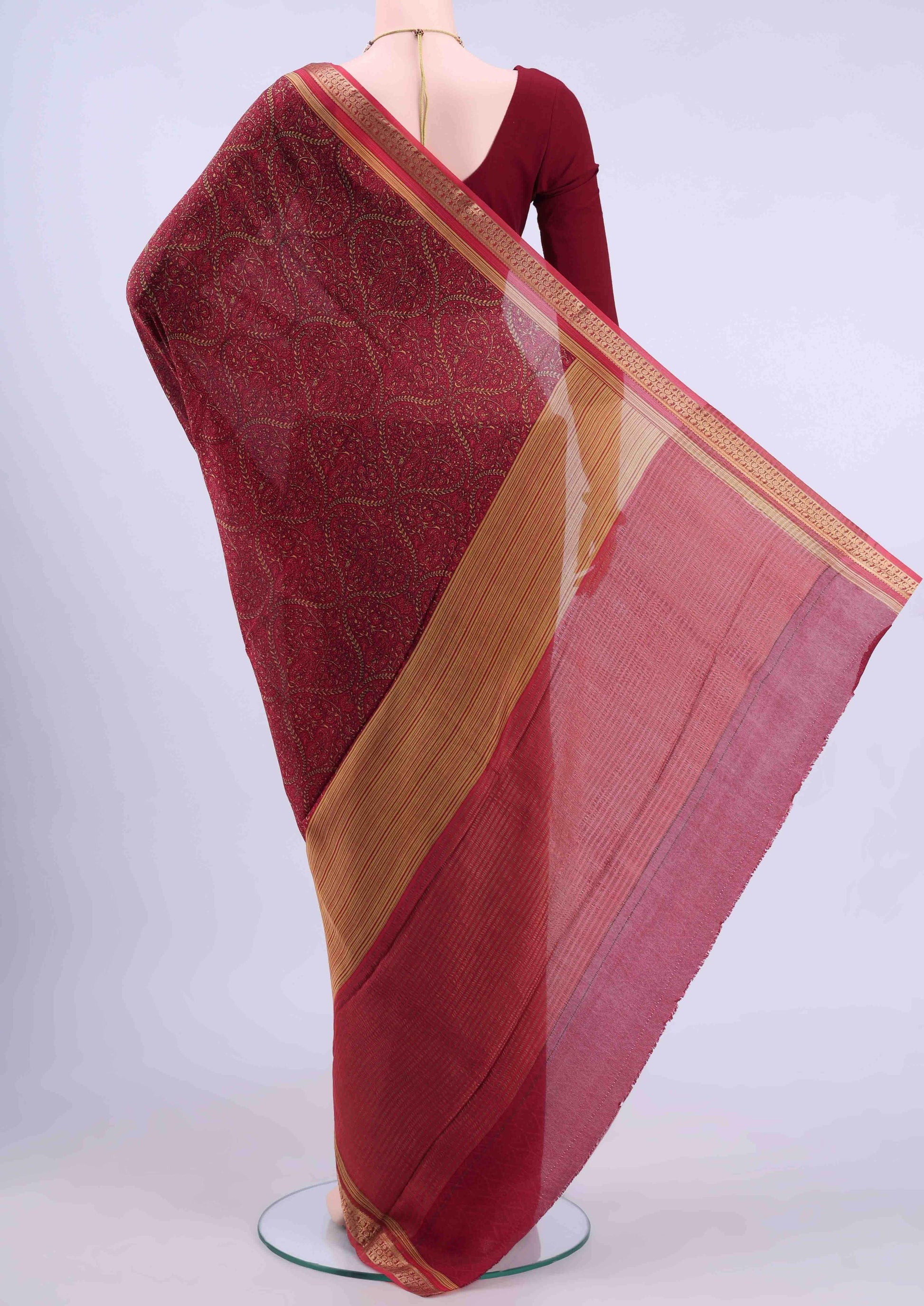 Maroon Crepe Saree