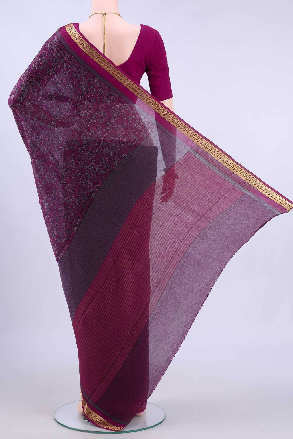 Burgundy Mysore Crepe Saree