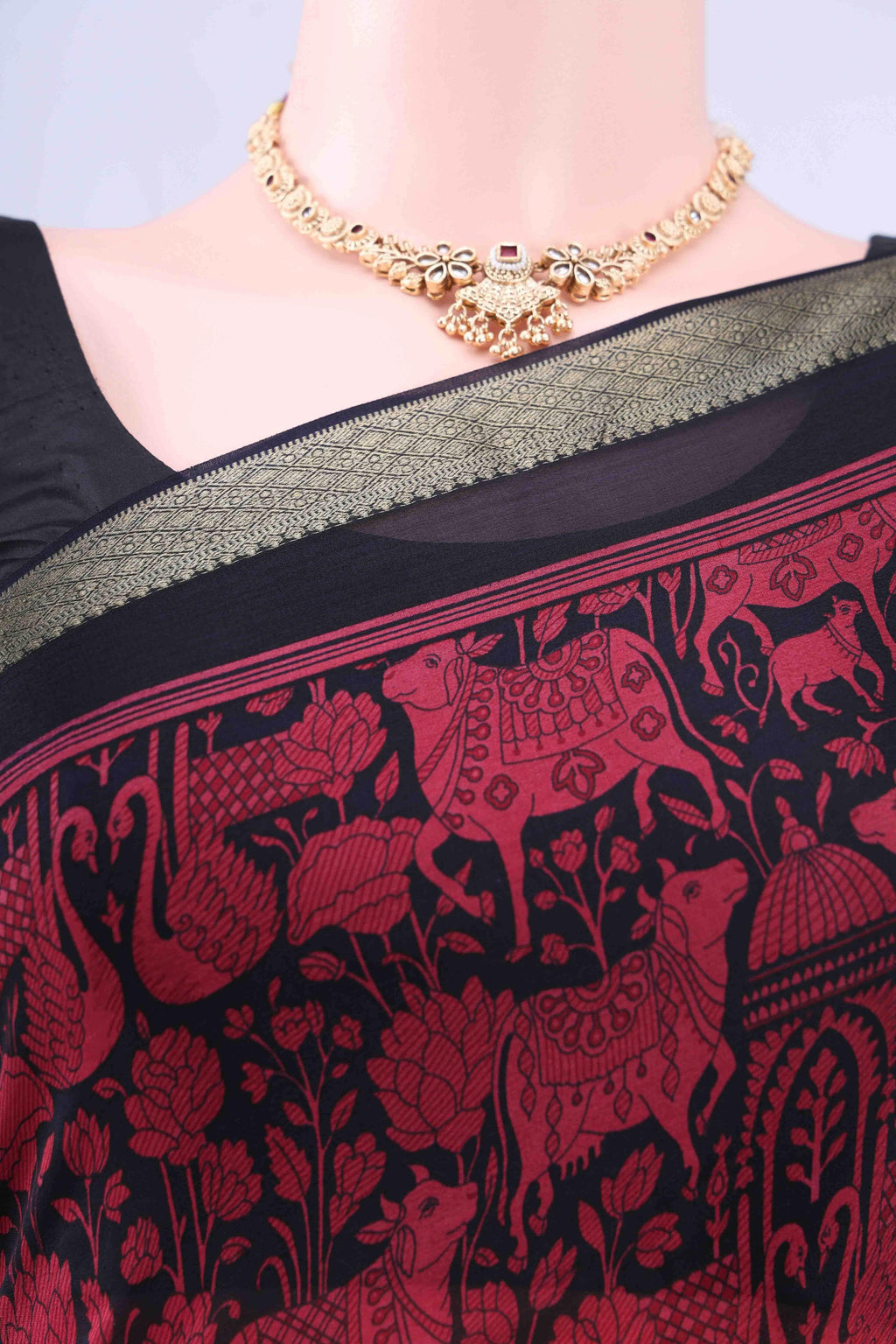Black Crepe Saree