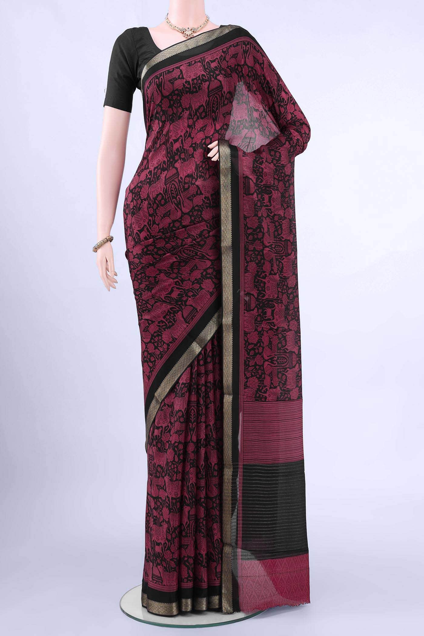 Black Crepe Saree