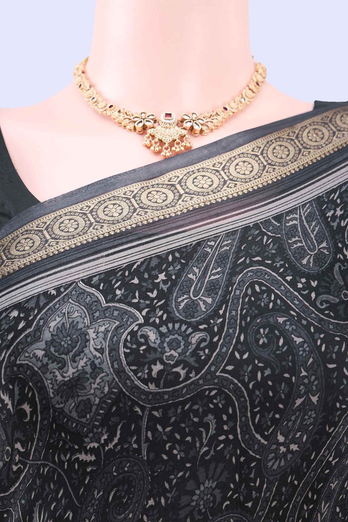 Black Crepe Saree