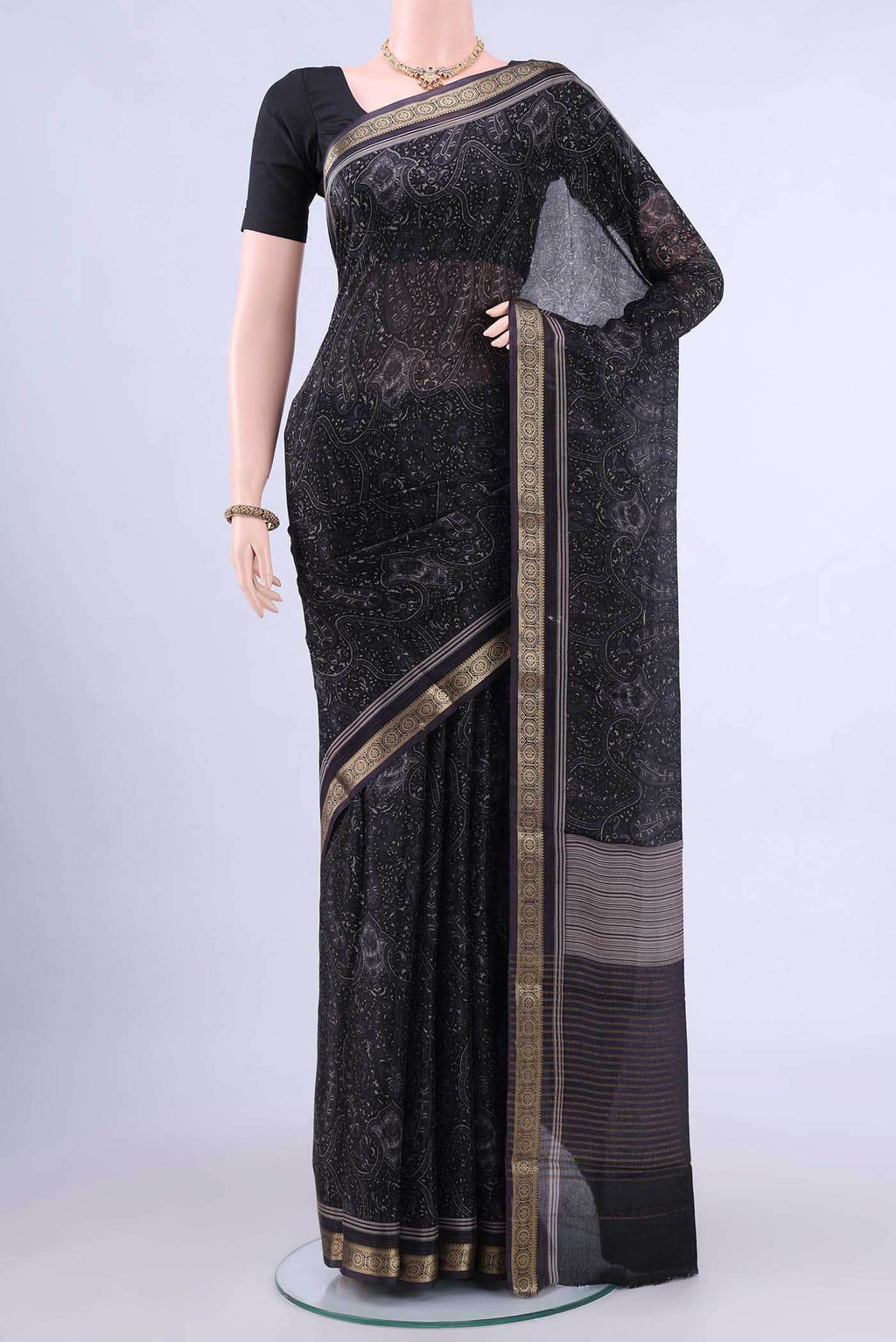 Black Crepe Saree
