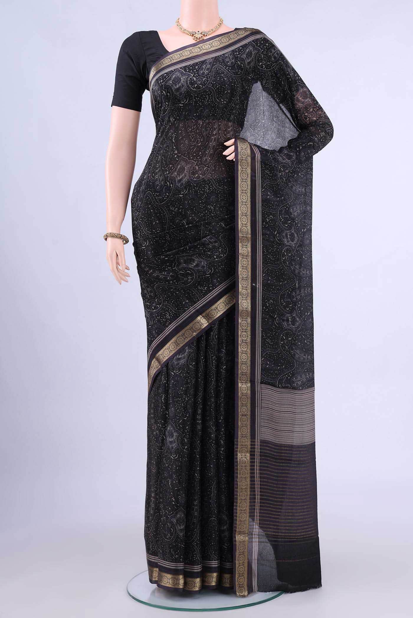 Black Crepe Saree