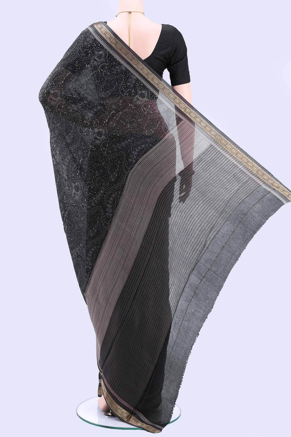 Black Crepe Saree
