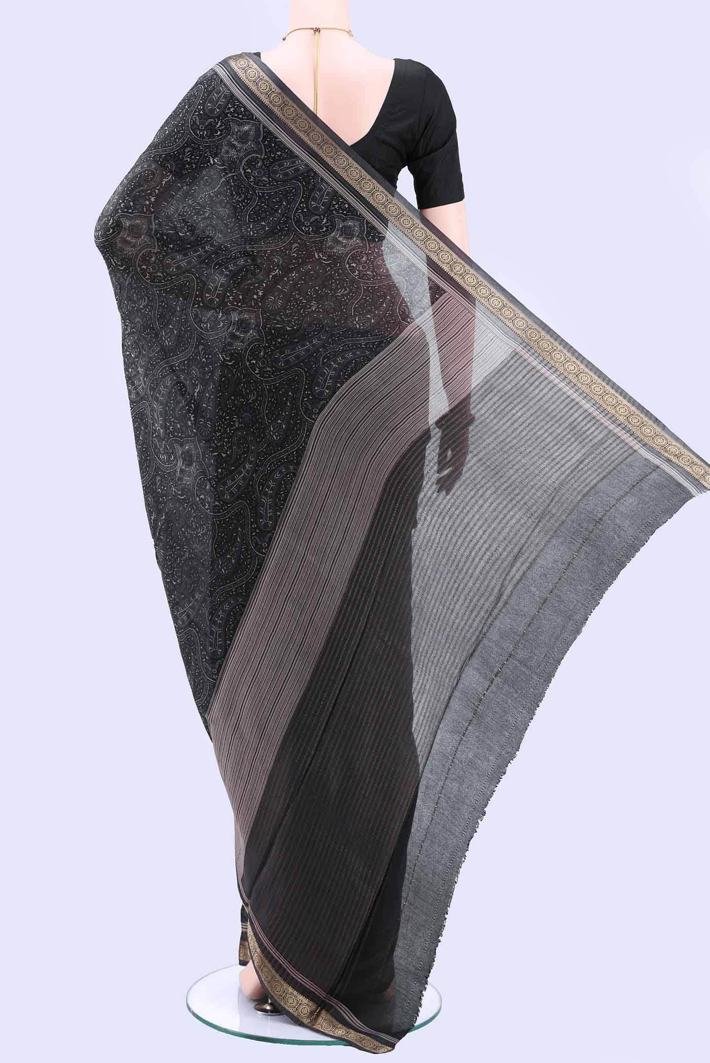 Black Crepe Saree
