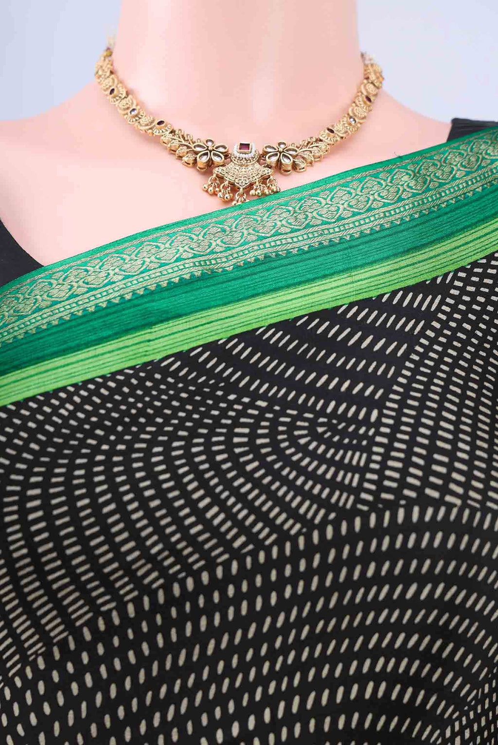 Black Mysore Crepe Saree