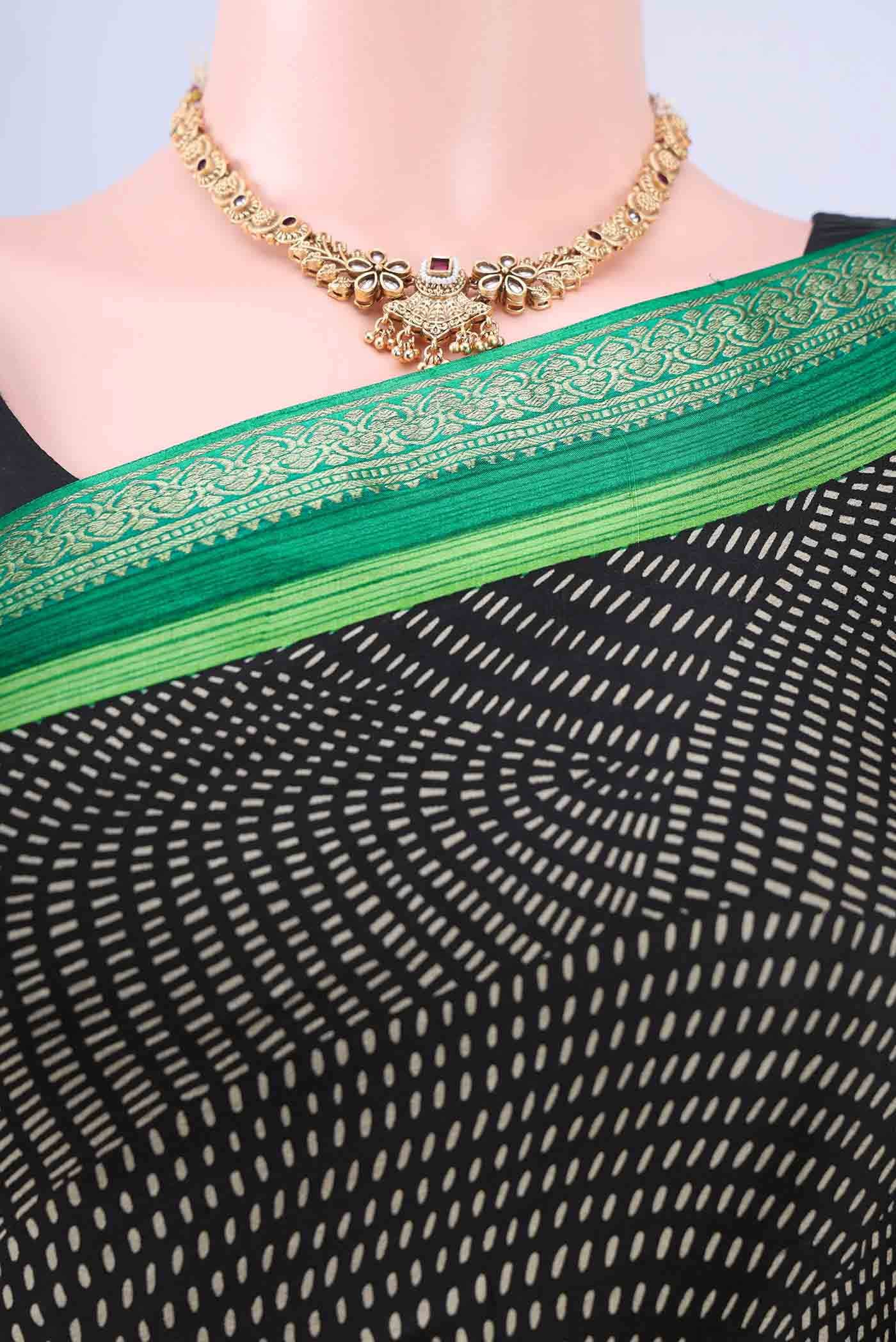 Black Mysore Crepe Saree