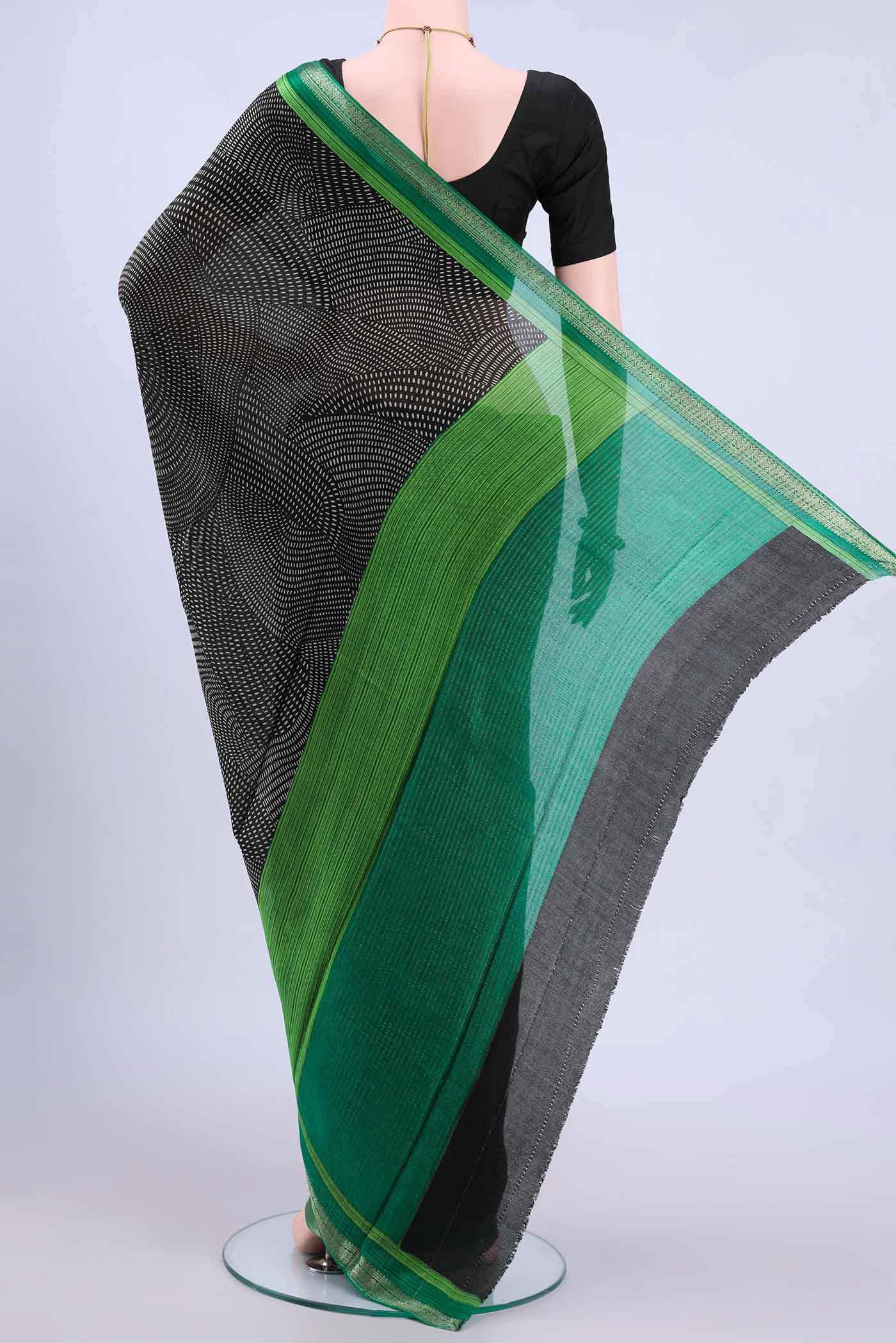 Black Mysore Crepe Saree