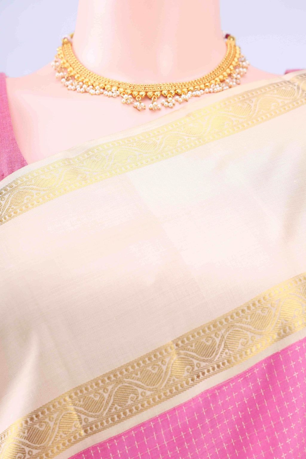 Rose pink Dual Tone Kanchipuram Silk Saree