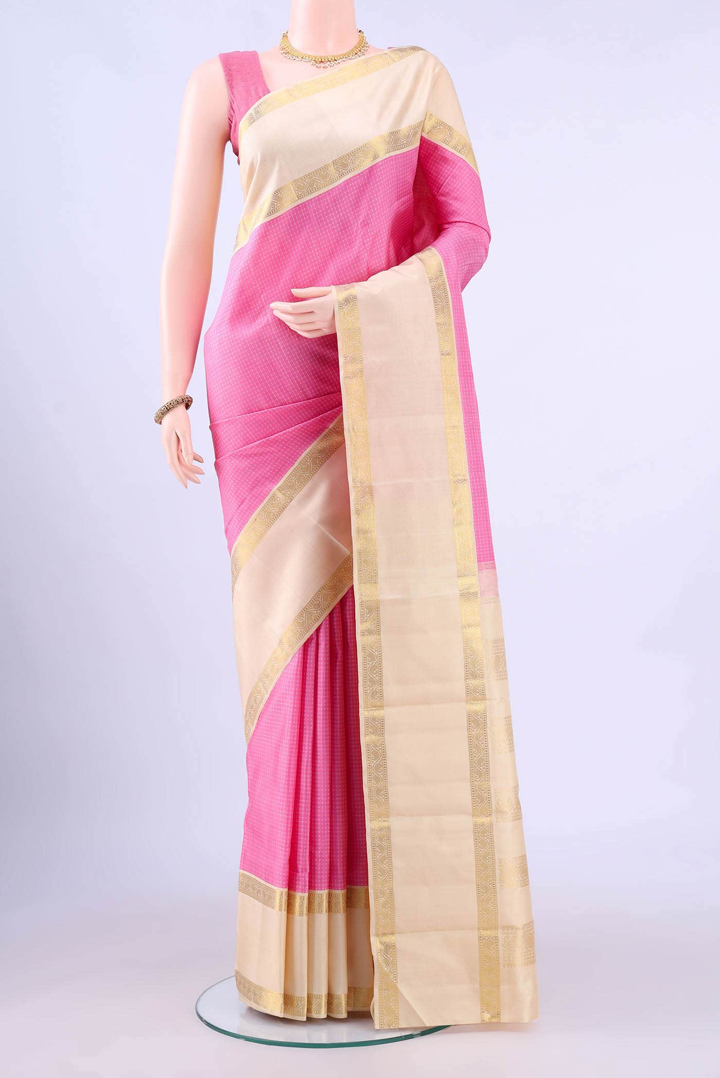 Rose pink Dual Tone Kanchipuram Silk Saree