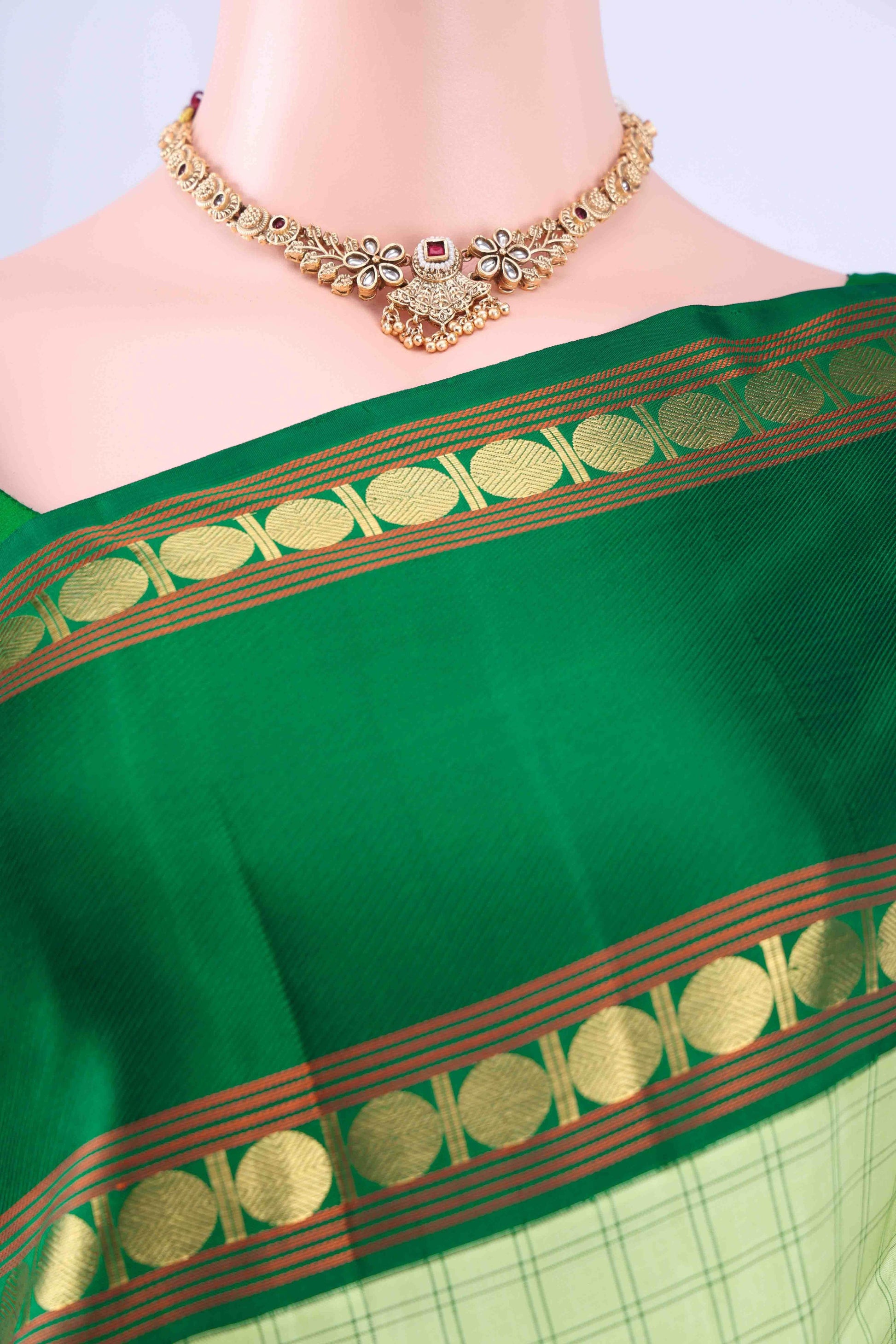 Mint Green Dual Tone Kanchipuram Silk Saree