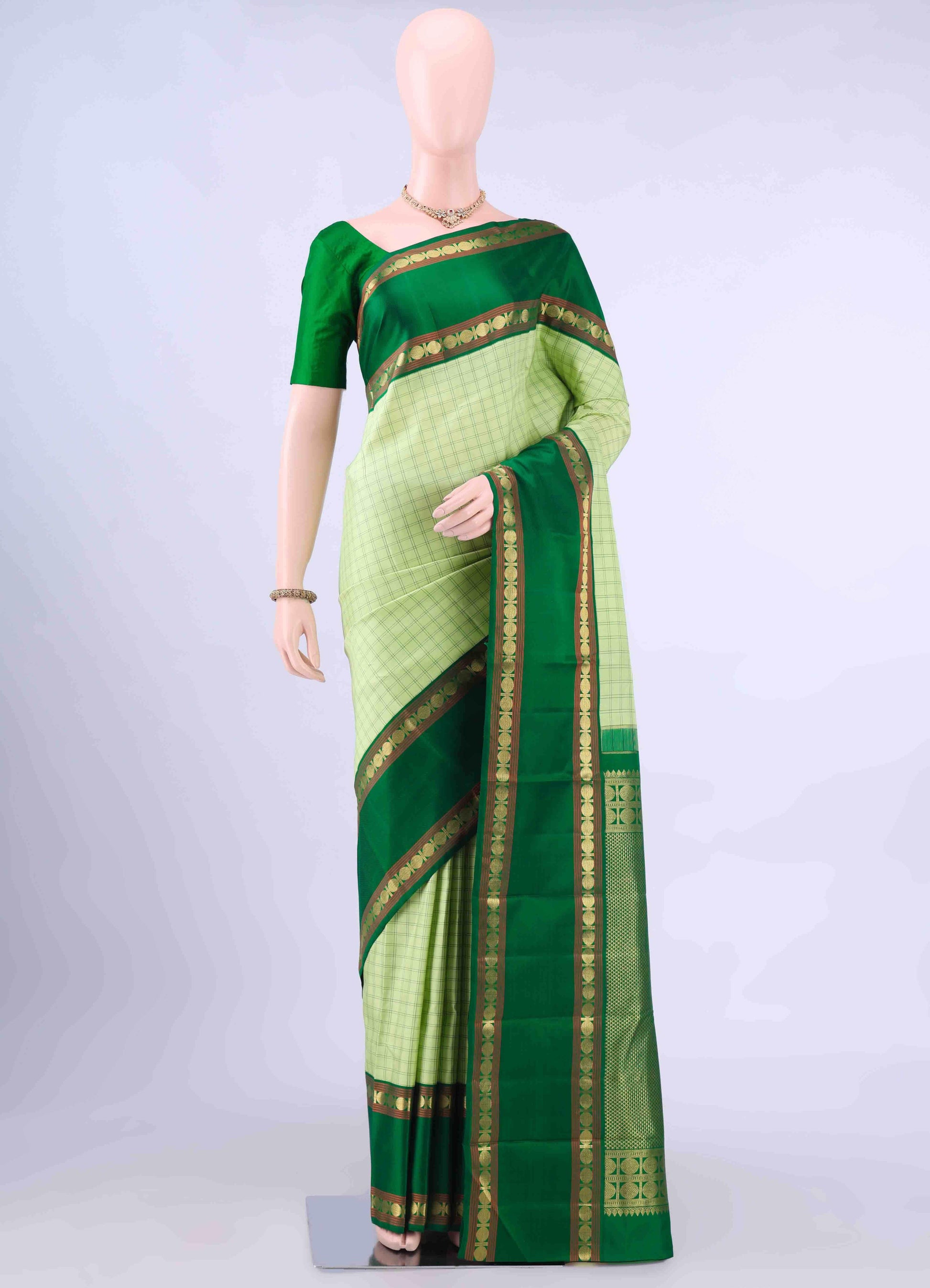 Mint Green Dual Tone Kanchipuram Silk Saree