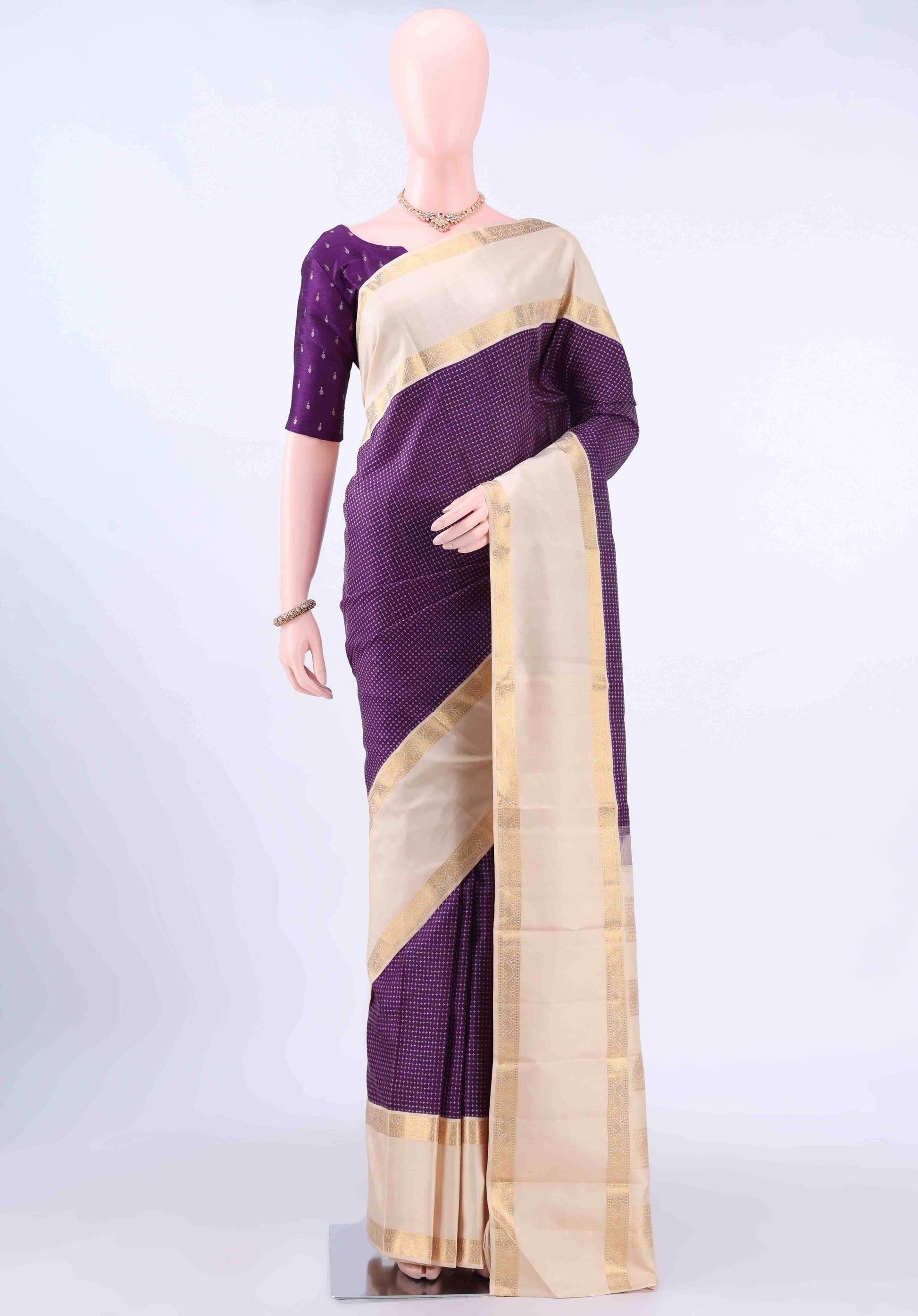 Burgundy Dual Tone Kanchipuram Silk Saree