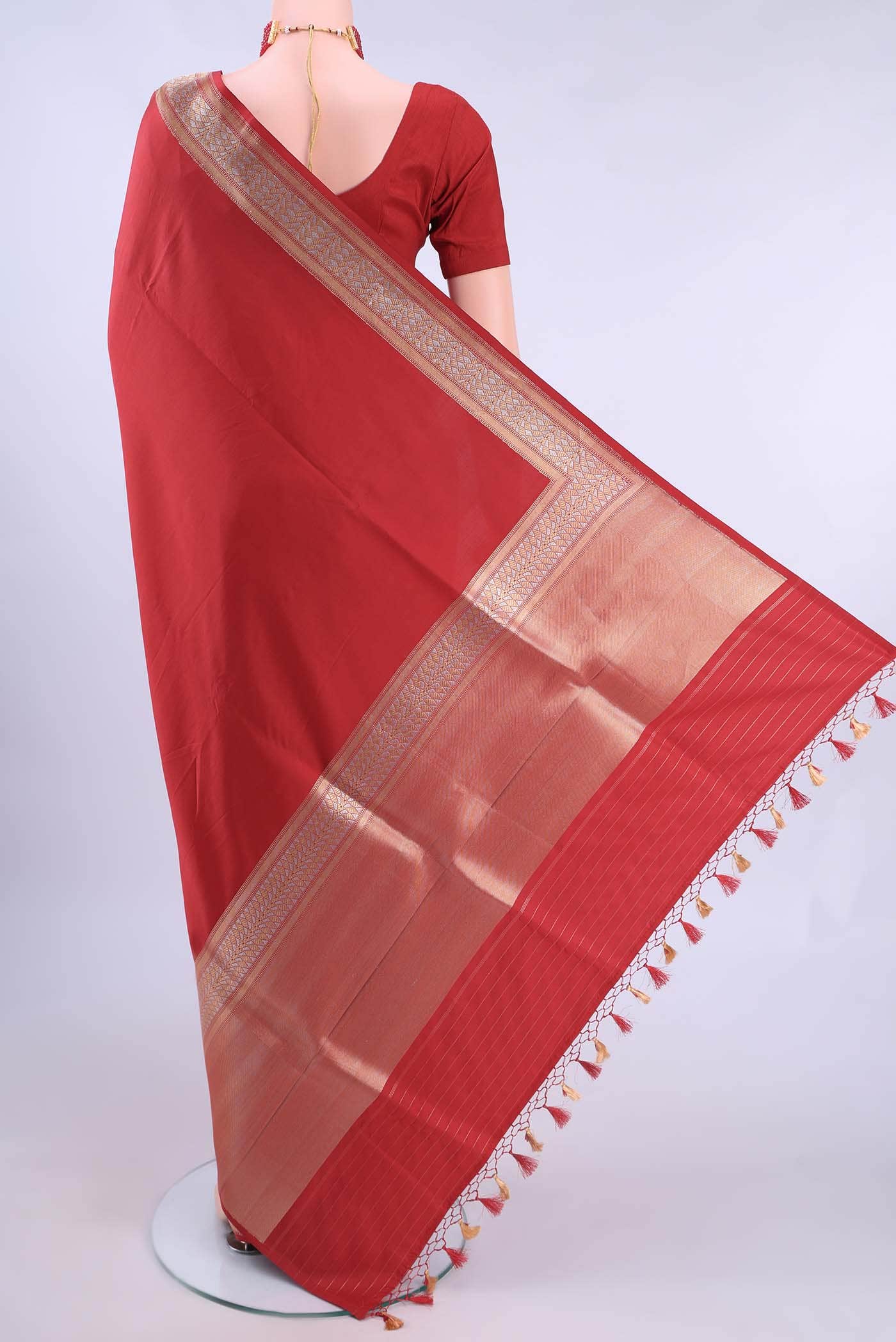 Deep Red Banarasi Silk Saree