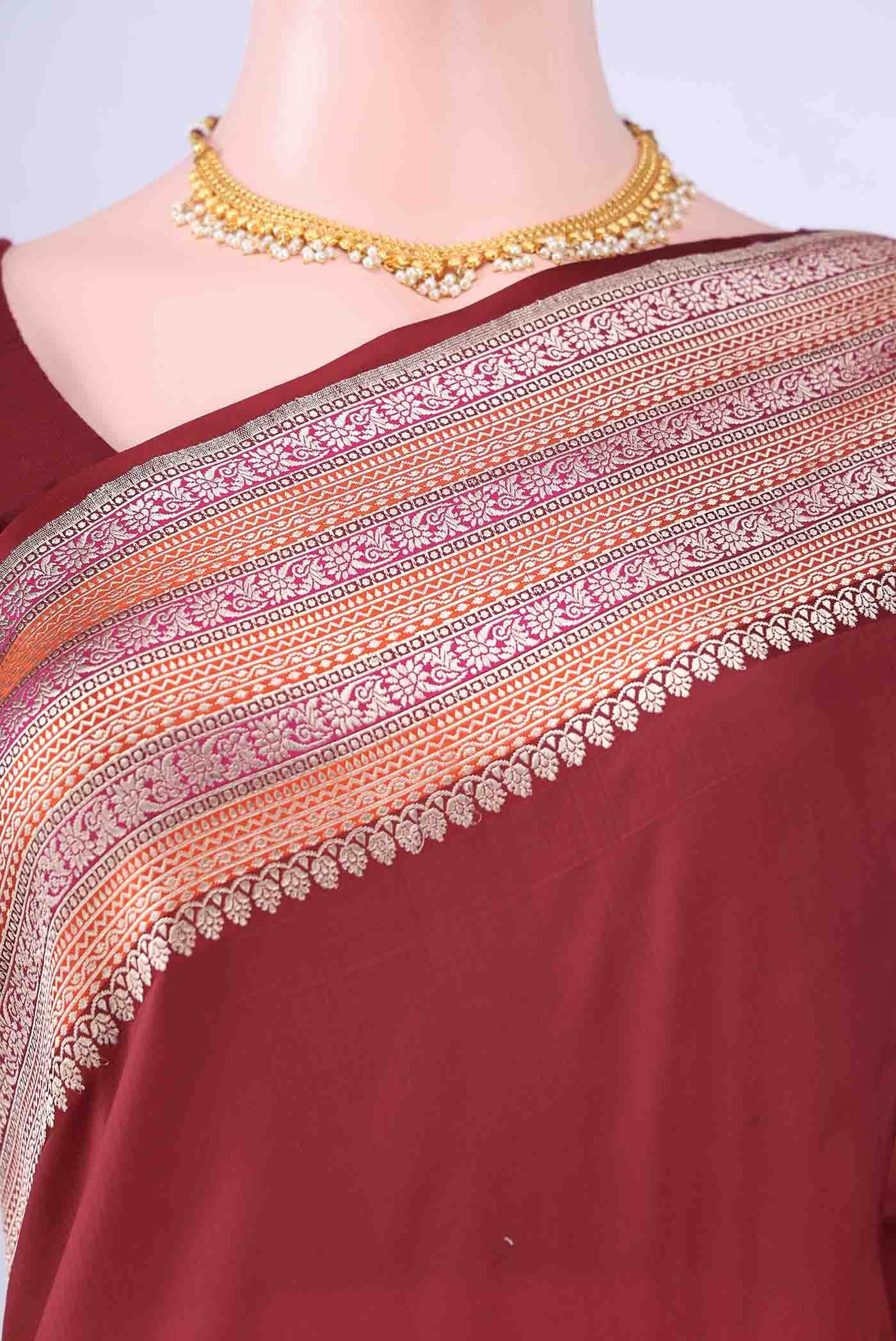 Maroon Banarasi Silk Saree