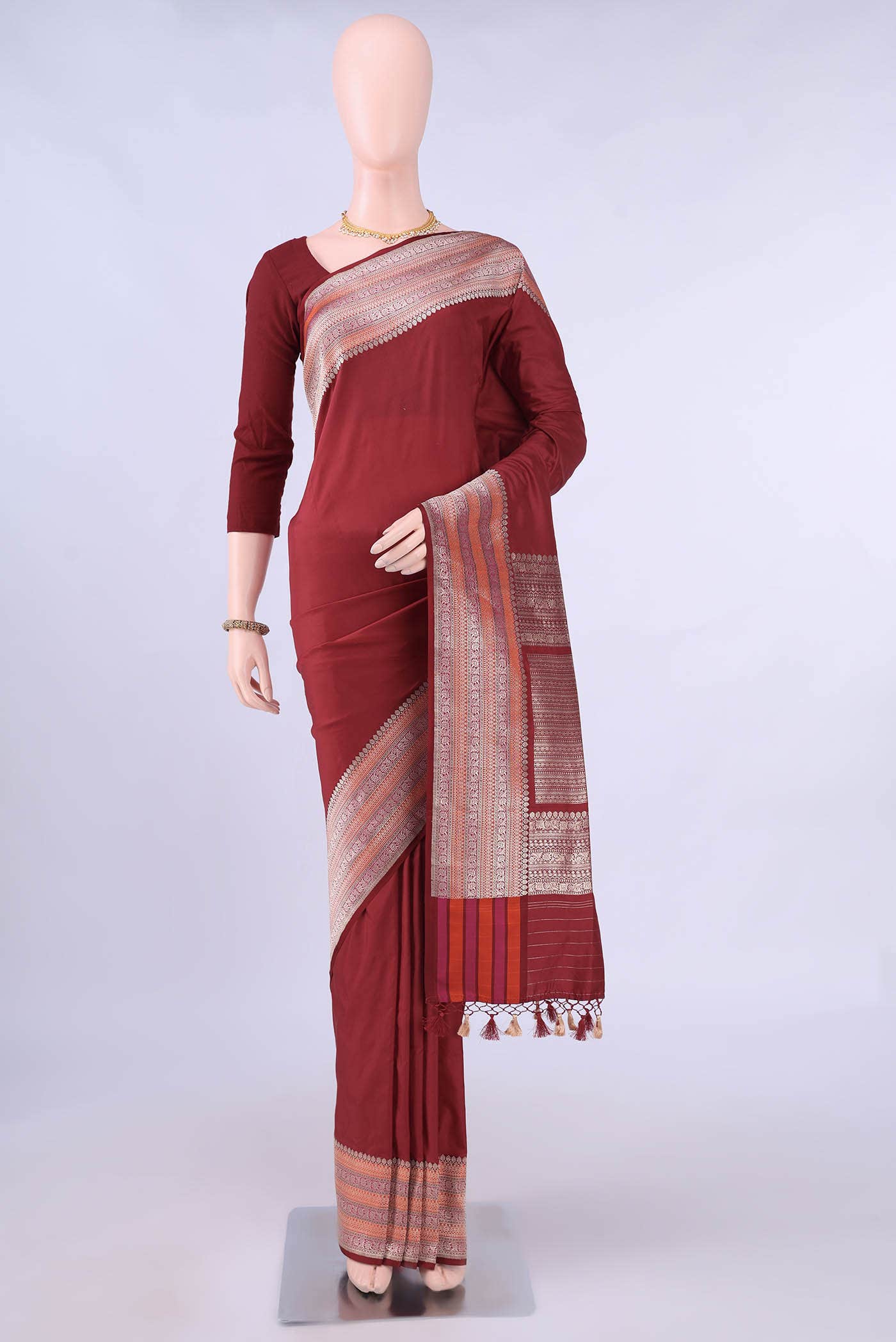 Maroon Banarasi Silk Saree