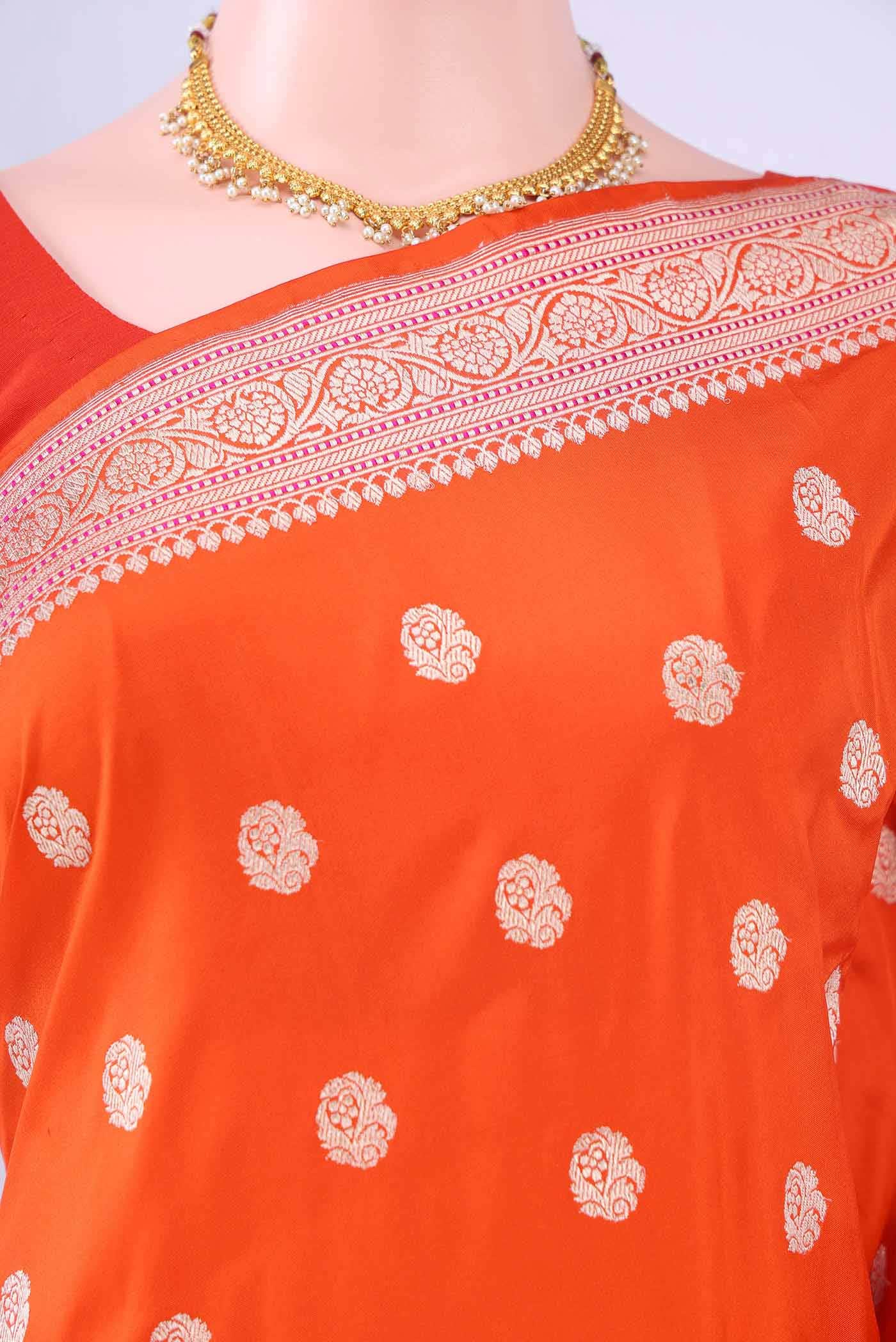 Orange Banarasi Silk Saree