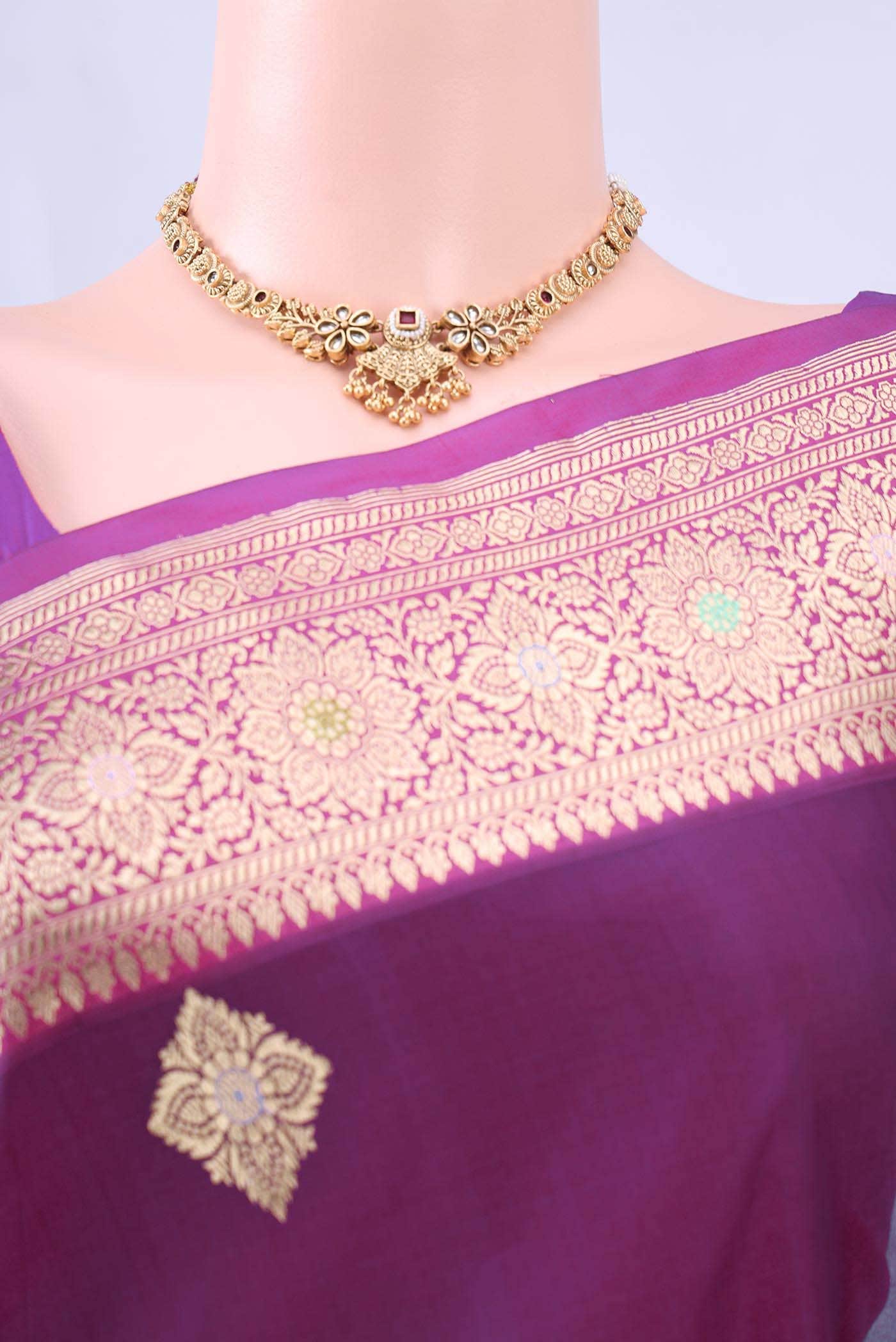 Burgundy Kora Silk Saree