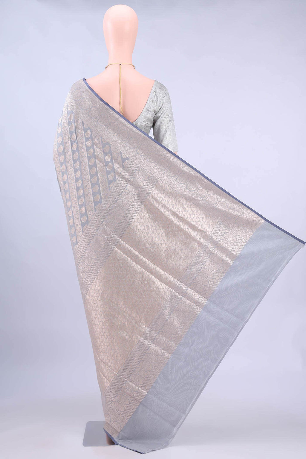 Blue Grey Banarasi Saree