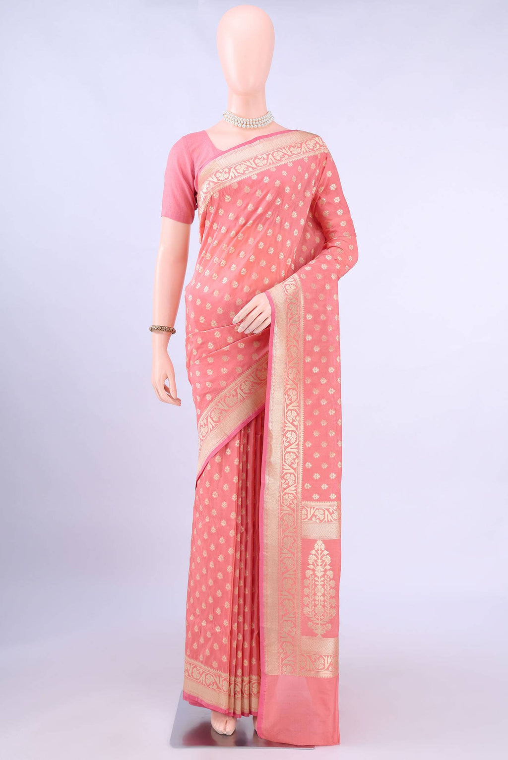 Peach Banarasi Saree