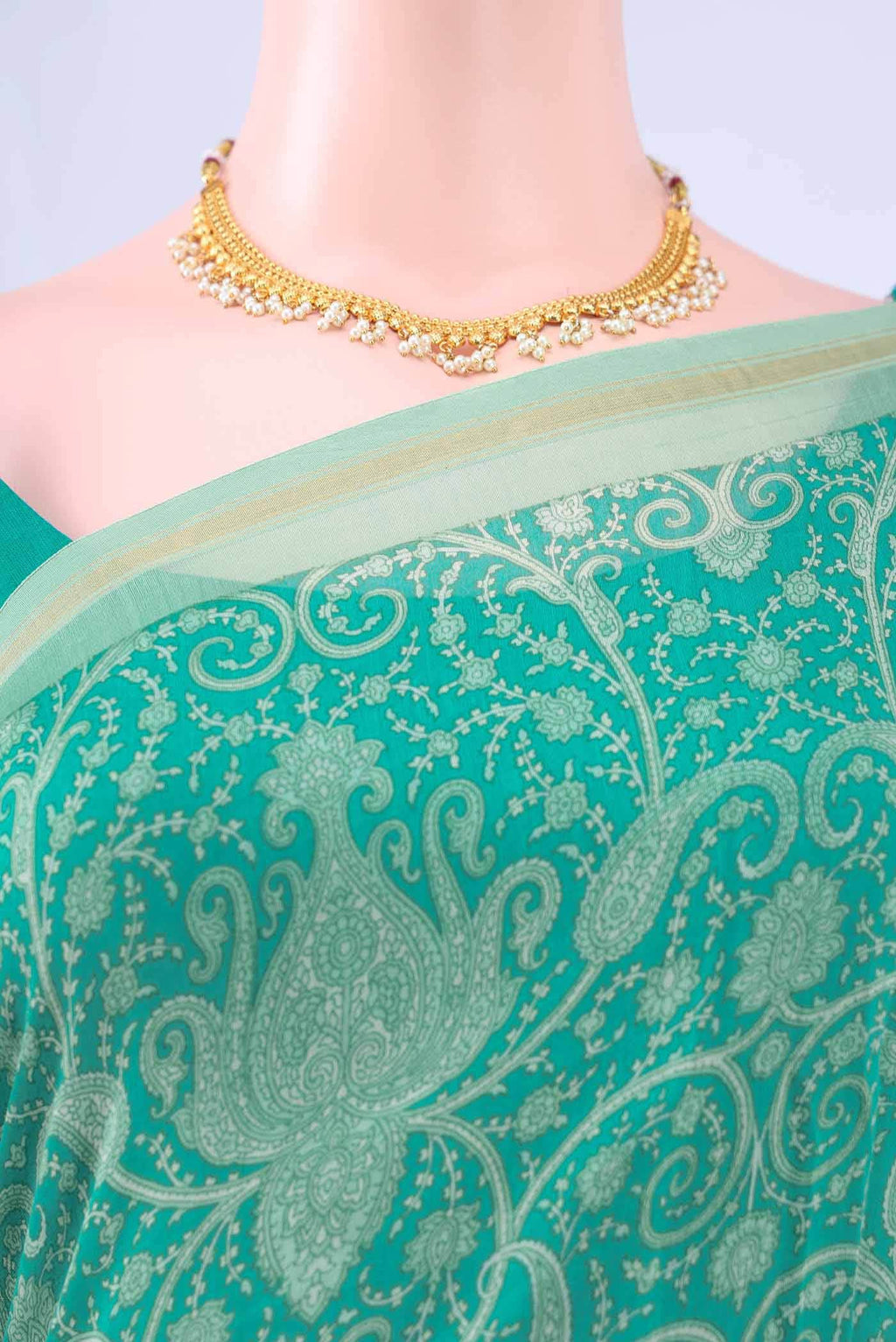 Mint Green Bengal Cotton - Tangail Saree