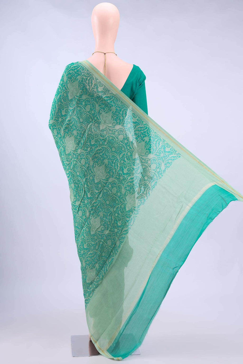 Mint Green Bengal Cotton - Tangail Saree