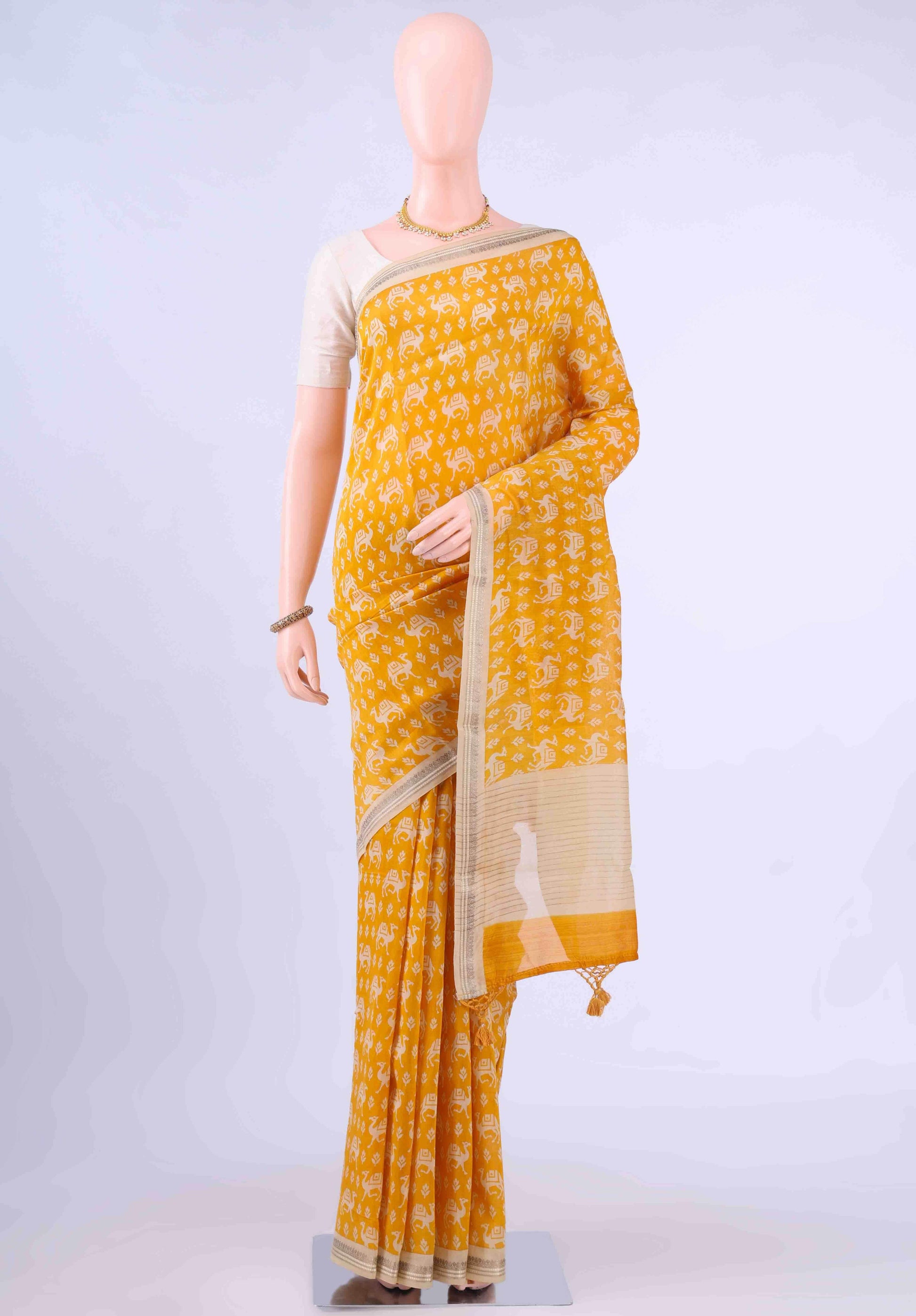 Yellow Bengal Cotton - Tangail Saree