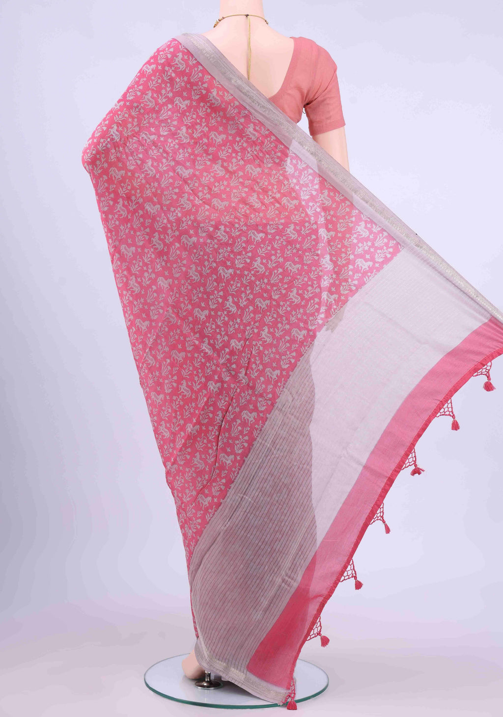 Pink Bengal Cotton - Tangail Saree