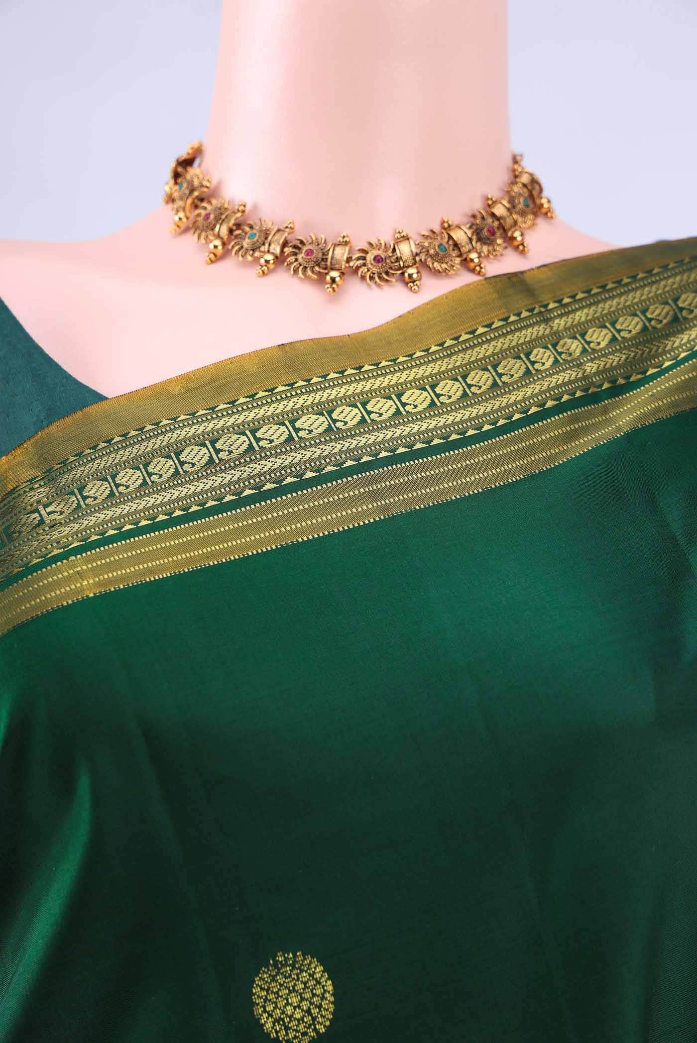 Bottle Green Kanchipuram Silk Saree