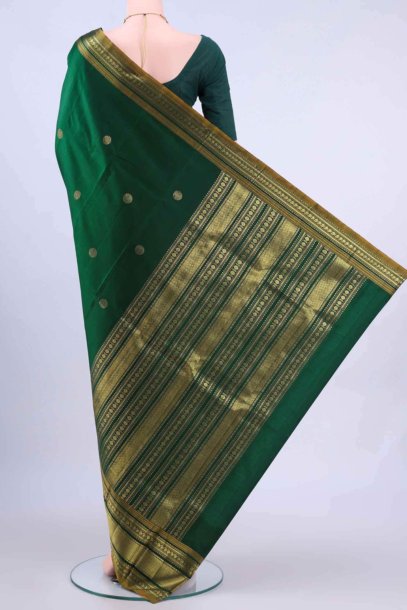 Bottle Green Kanchipuram Silk Saree