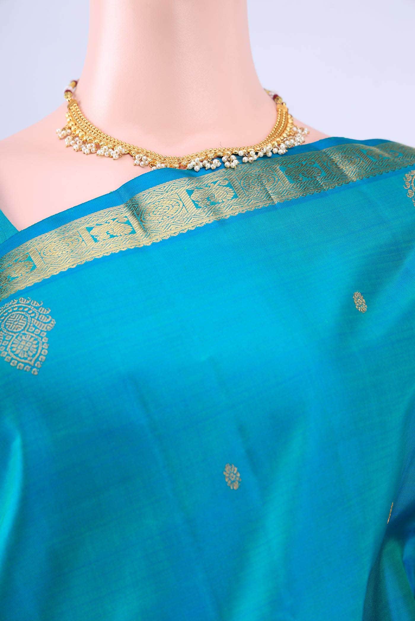 Pure Silk Pure Zari no Dual Tone Kanchipuram Saree