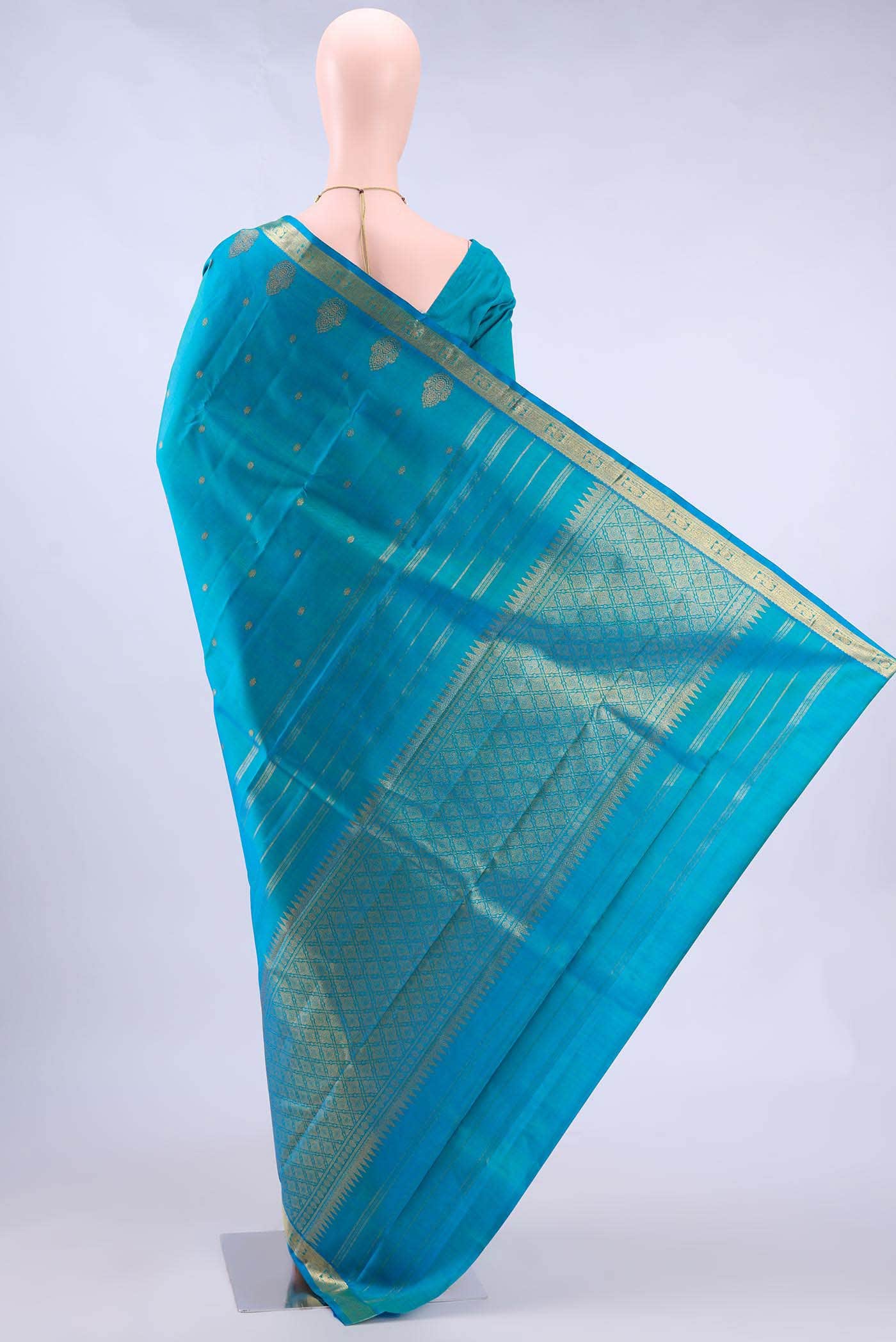 Pure Silk Pure Zari no Dual Tone Kanchipuram Saree