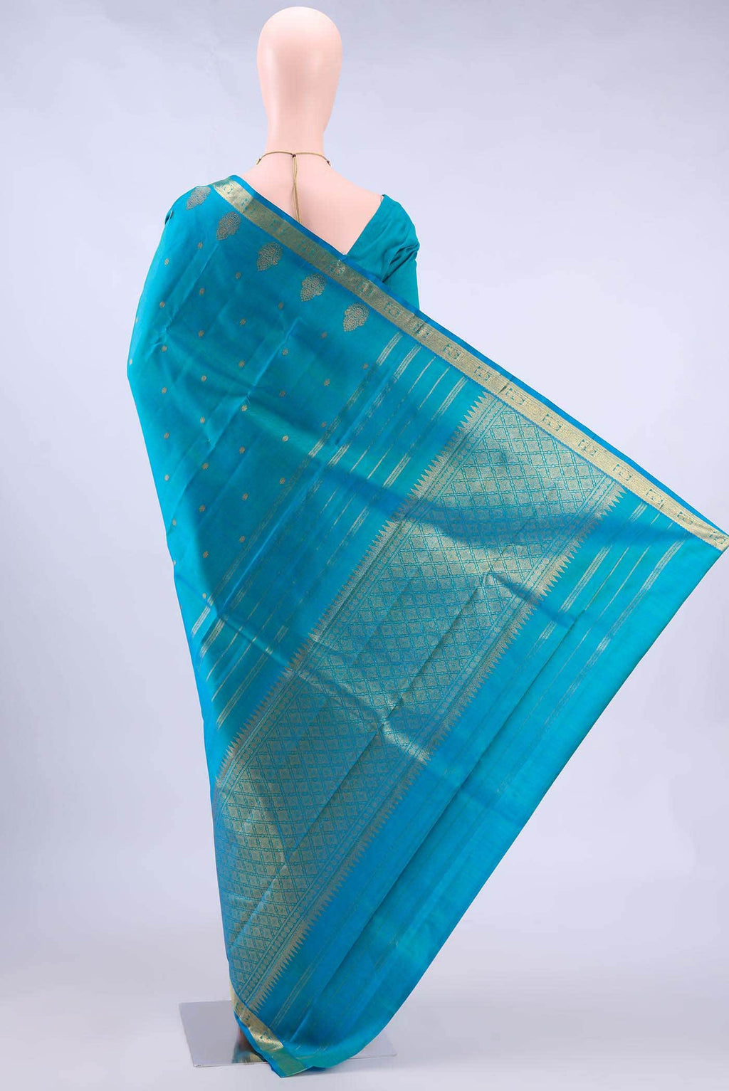 Pure Silk Pure Zari no Dual Tone Kanchipuram Saree