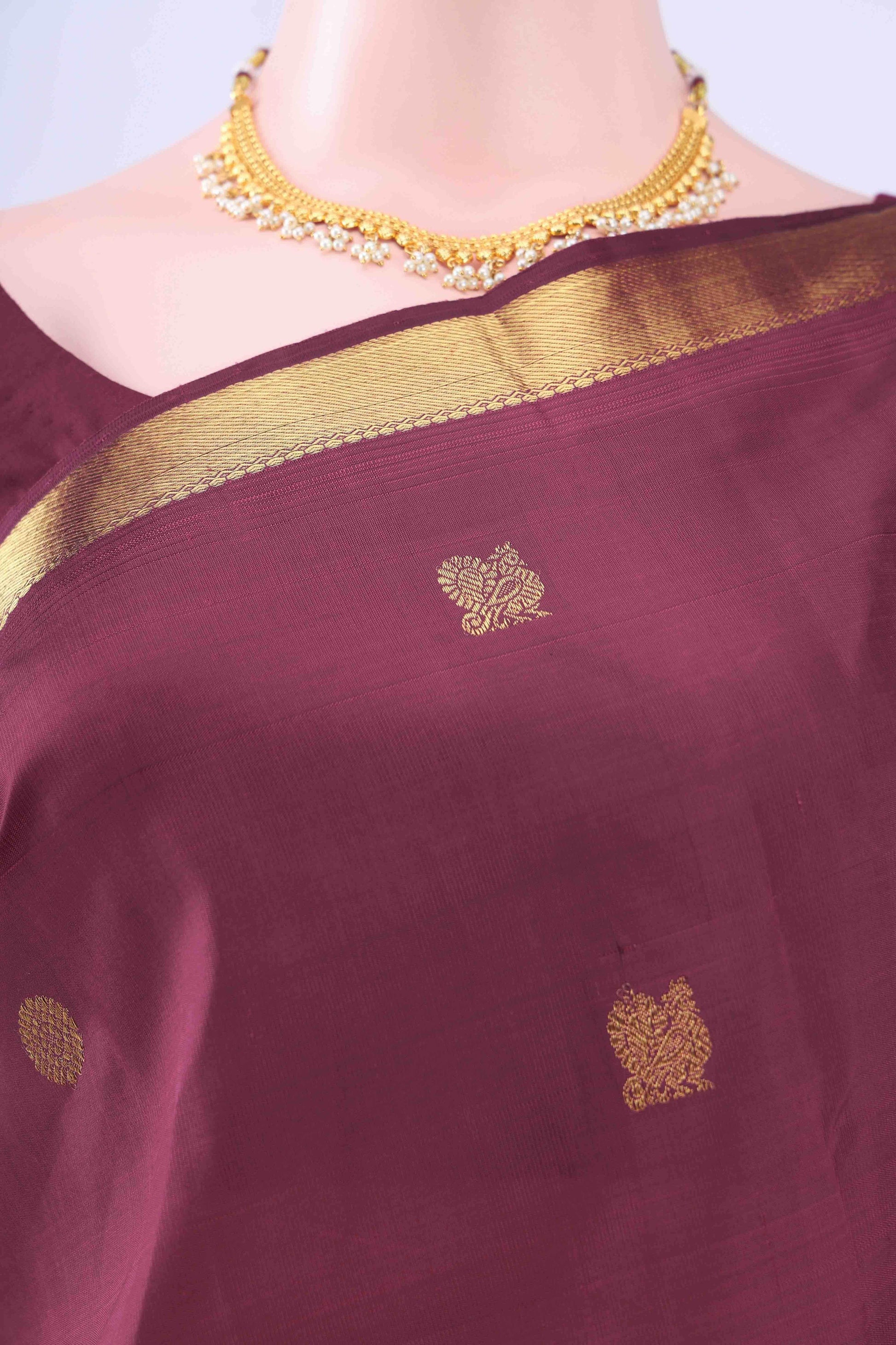 Pure Silk Pure Zari Maroon Kanchipuram Saree
