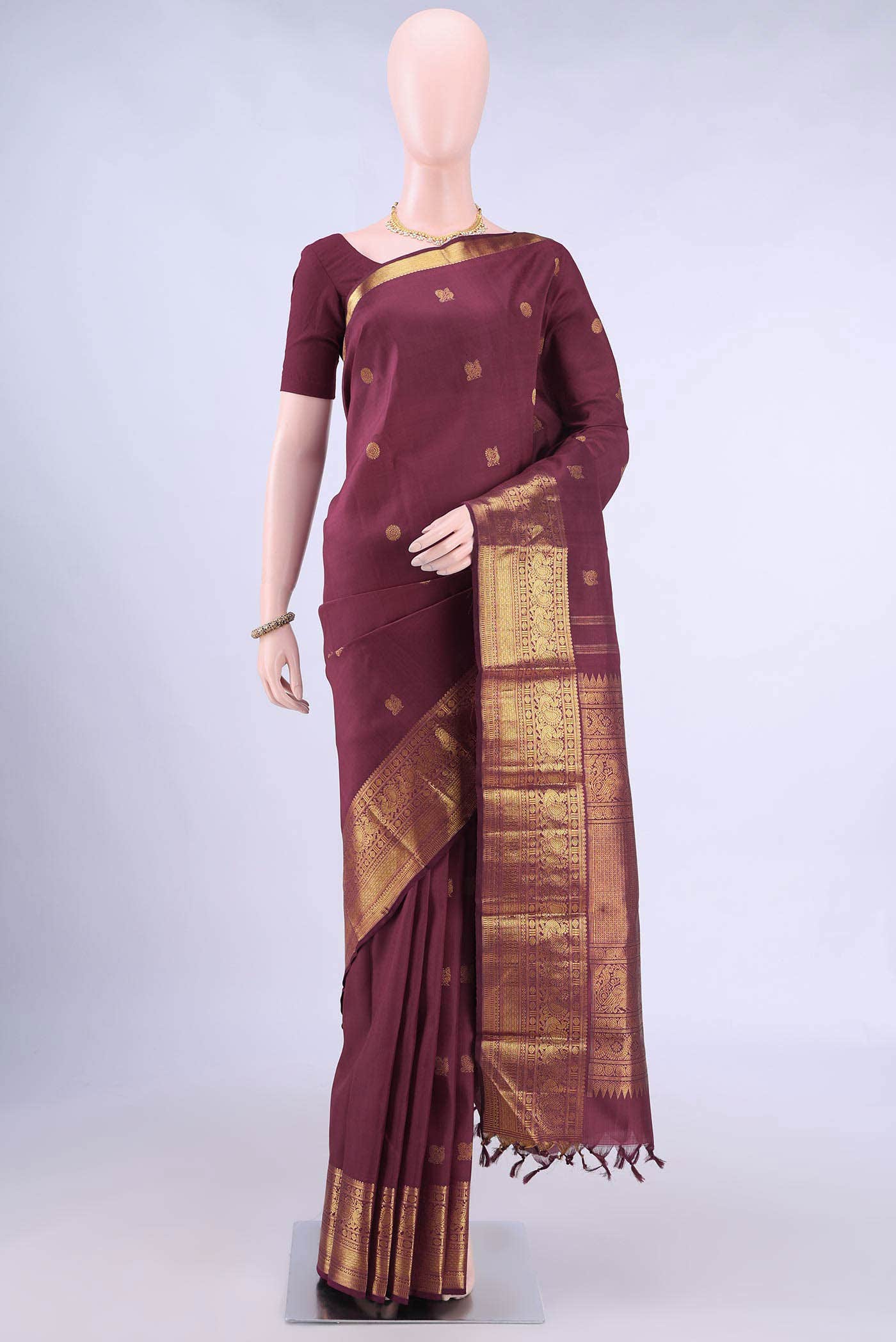 Pure Silk Pure Zari Maroon Kanchipuram Saree