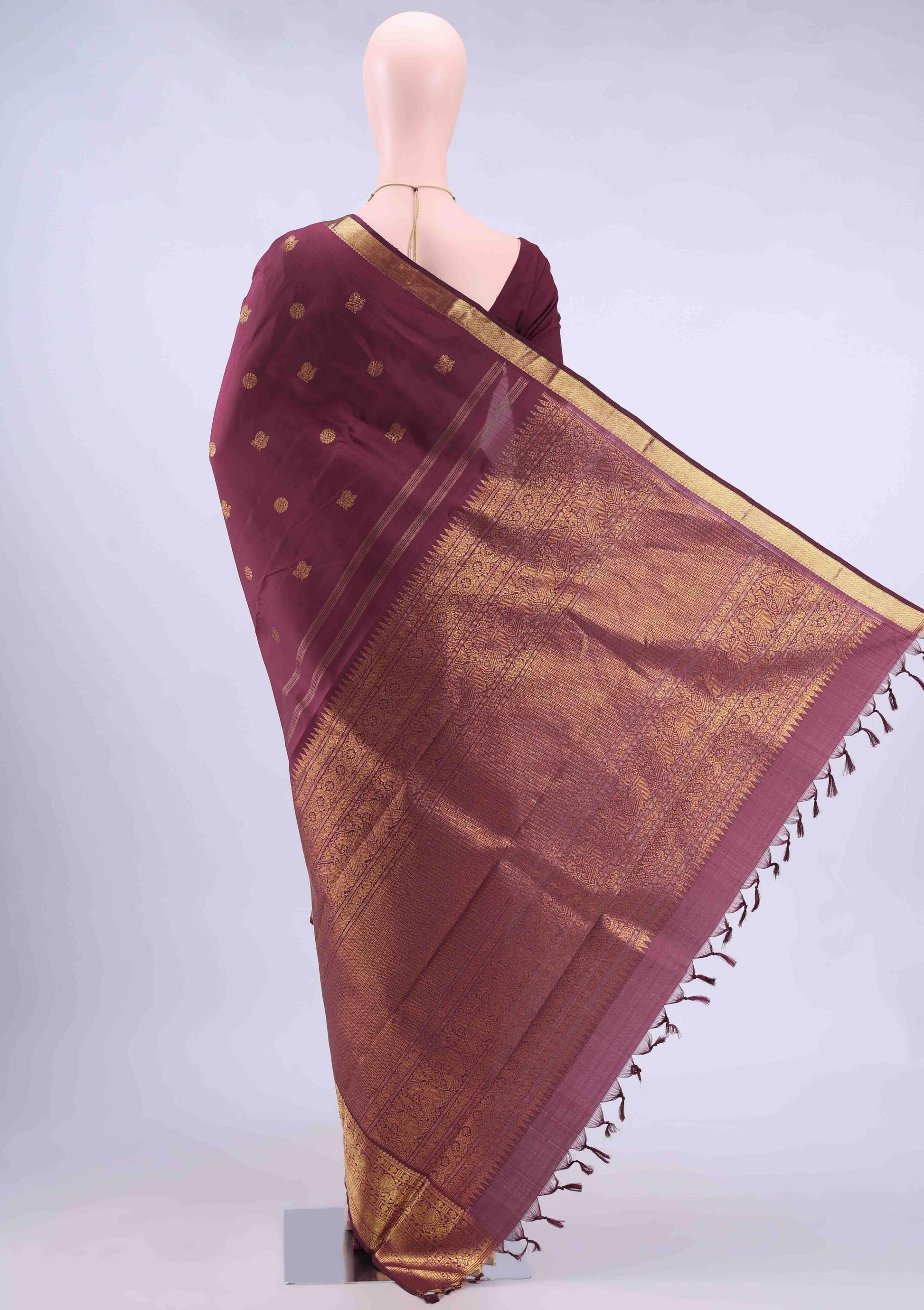 Pure Silk Pure Zari Maroon Kanchipuram Saree