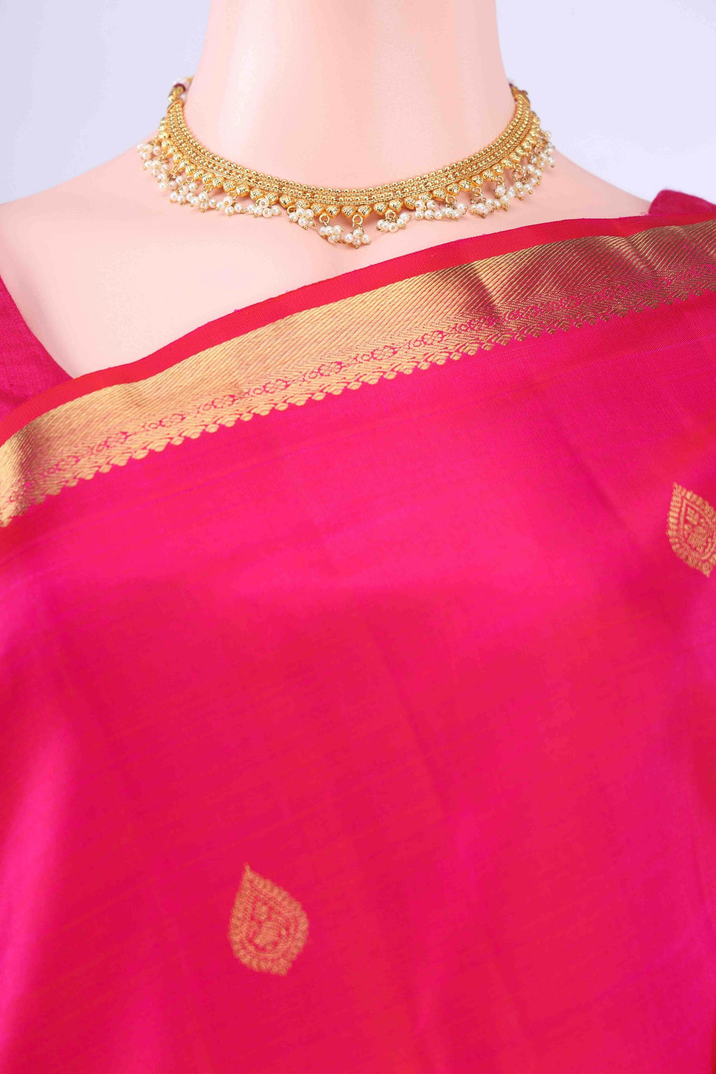 Pure Silk Pure Zari Rani Pink Kanchipuram Saree